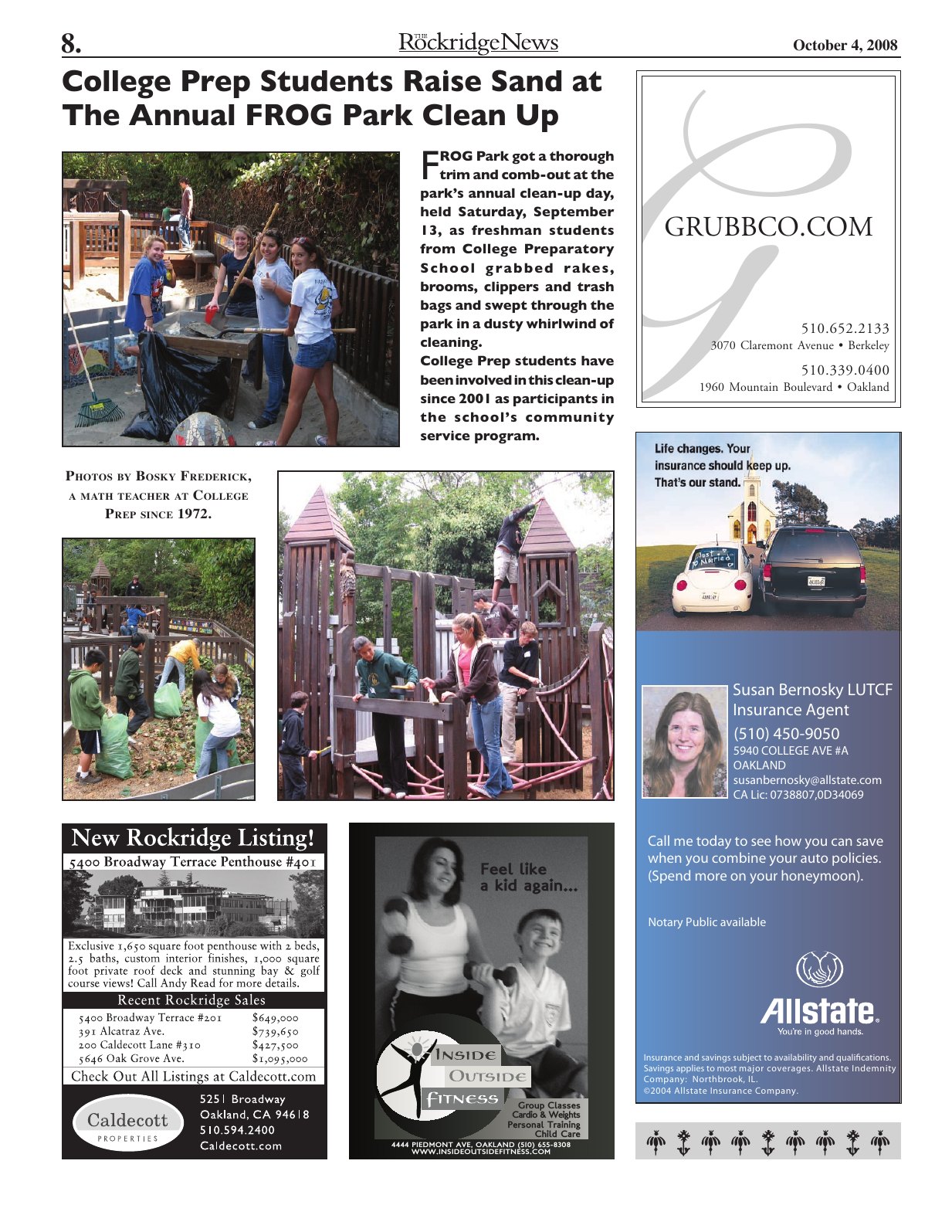 Click to zoom in The Rockridge News, October 2008, page 8