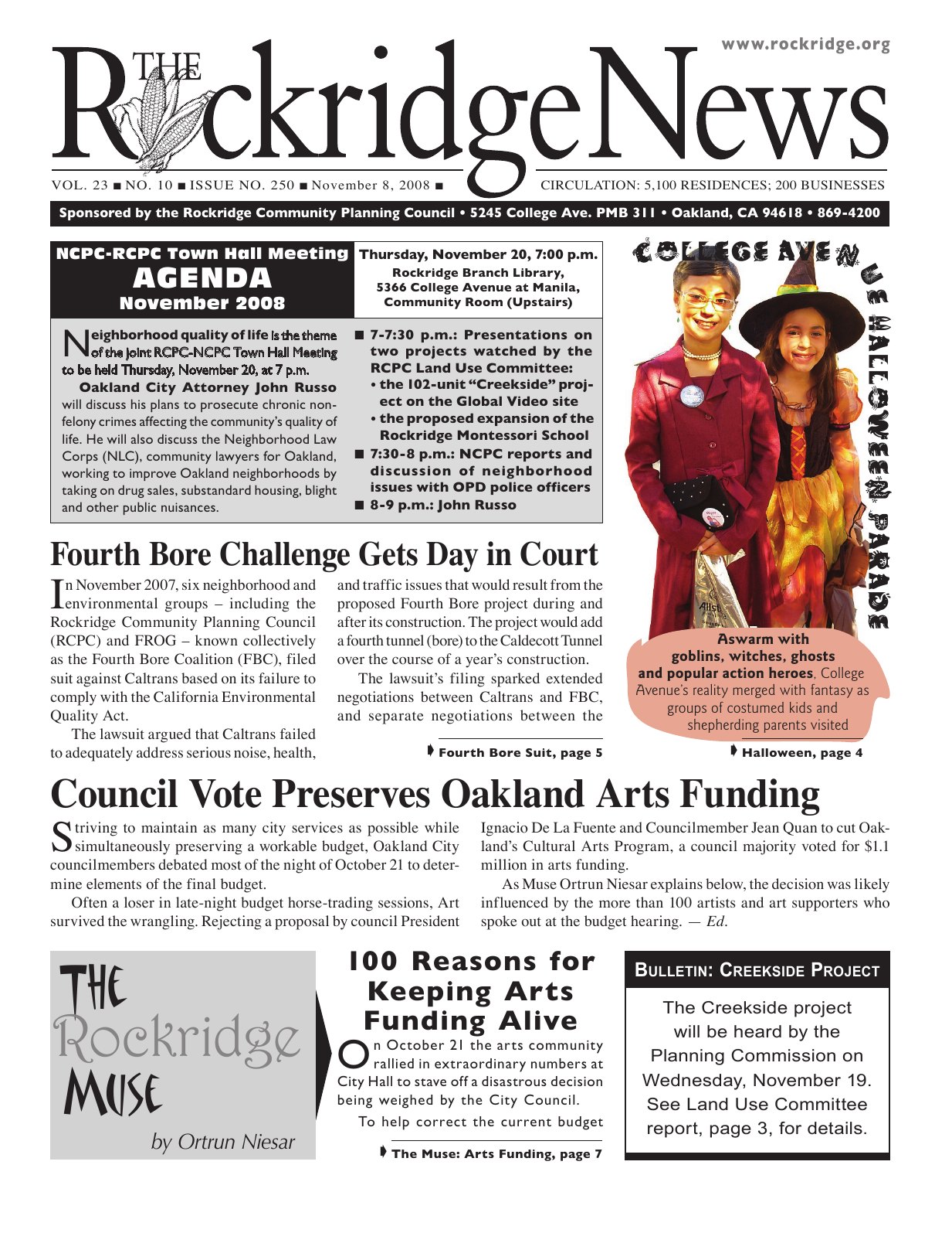 Click to zoom in The Rockridge News, November 2008, page 1