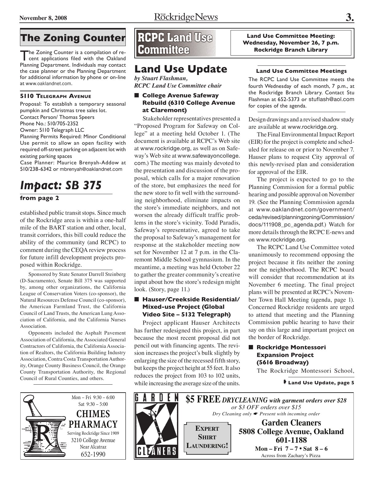 Click to zoom in The Rockridge News, November 2008, page 3