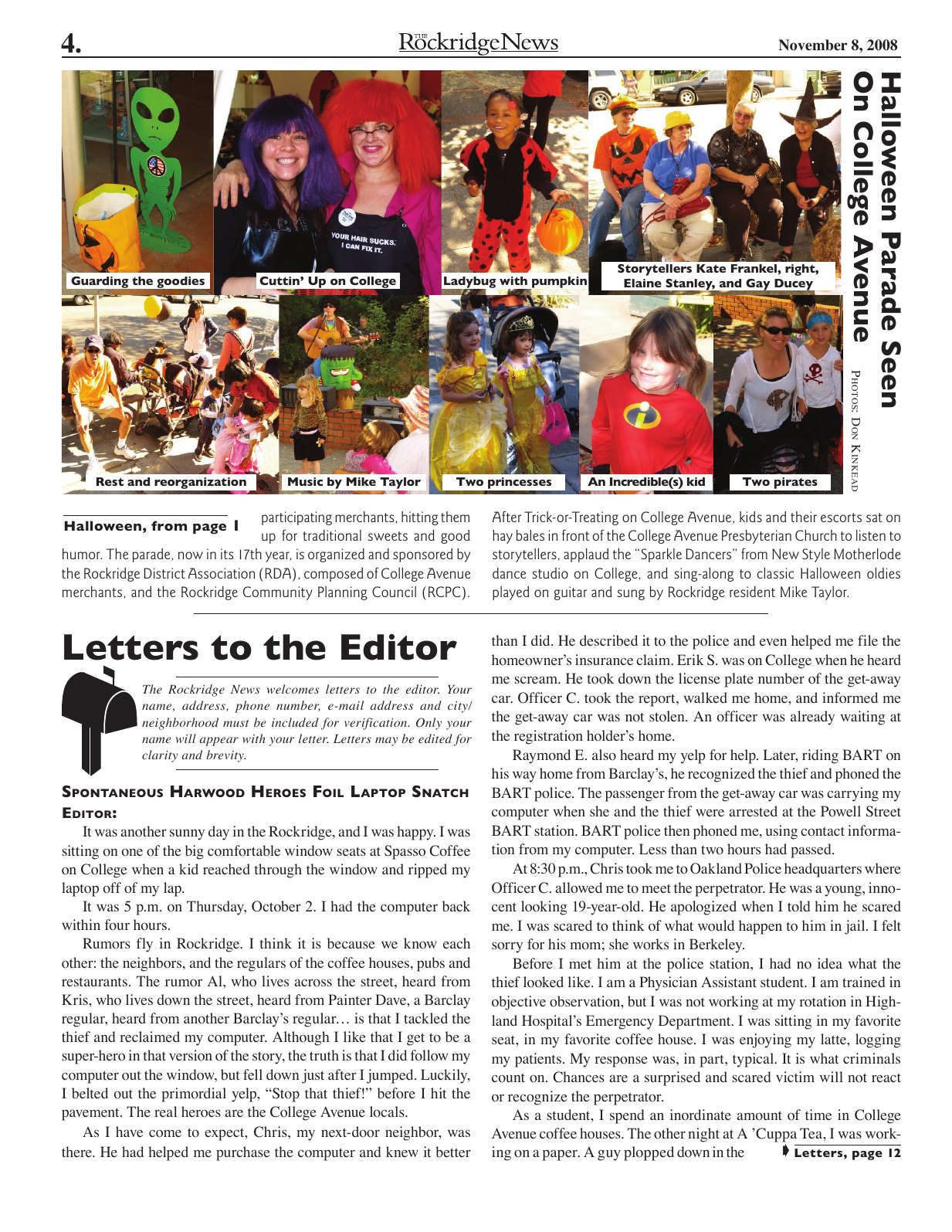 Click to zoom in The Rockridge News, November 2008, page 4