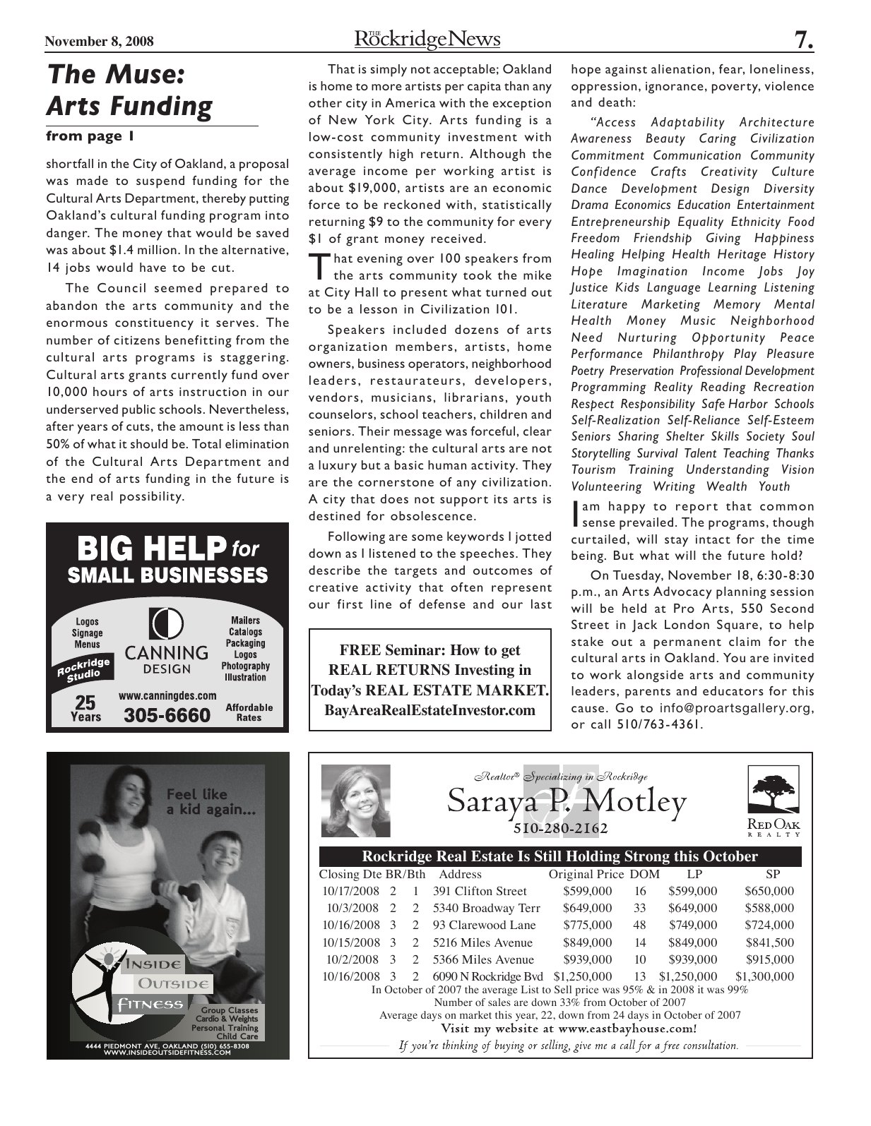Click to zoom in The Rockridge News, November 2008, page 7