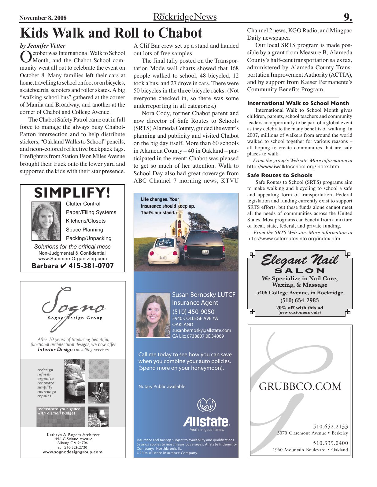Click to zoom in The Rockridge News, November 2008, page 9
