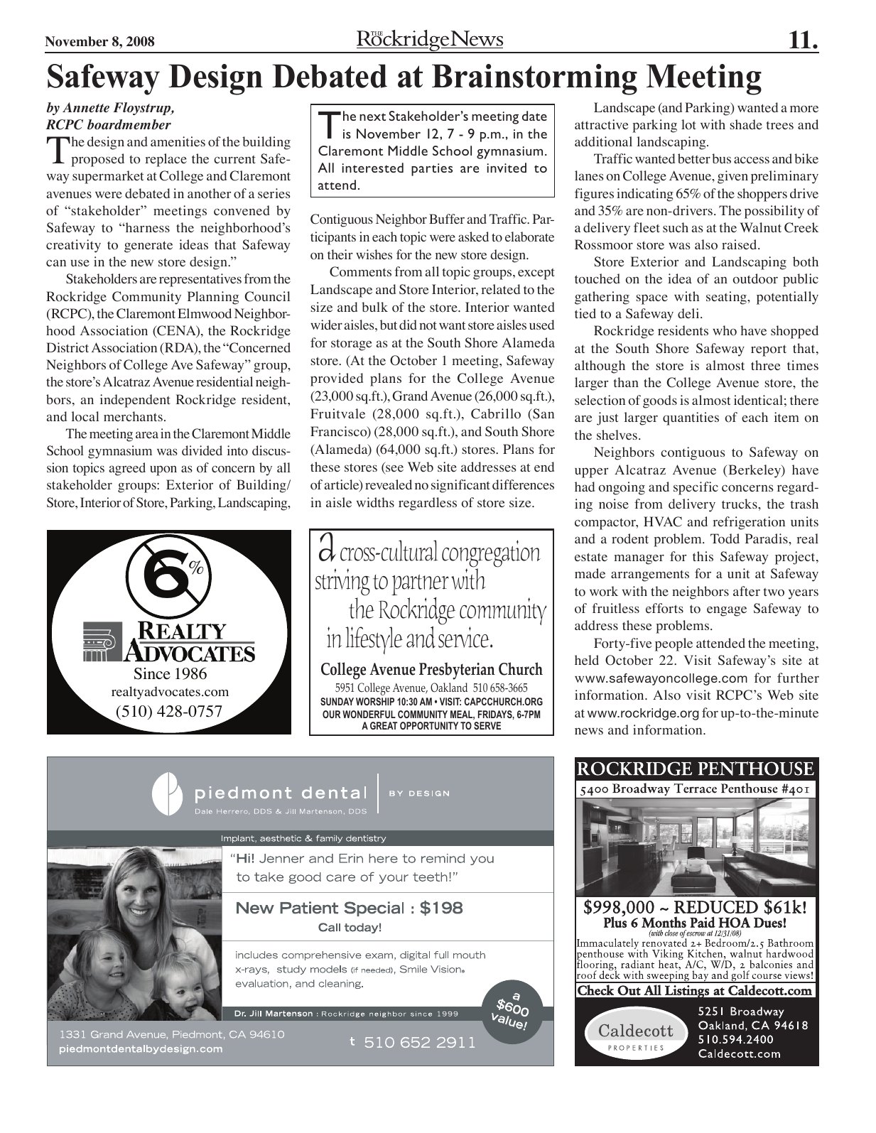 Click to zoom in The Rockridge News, November 2008, page 11