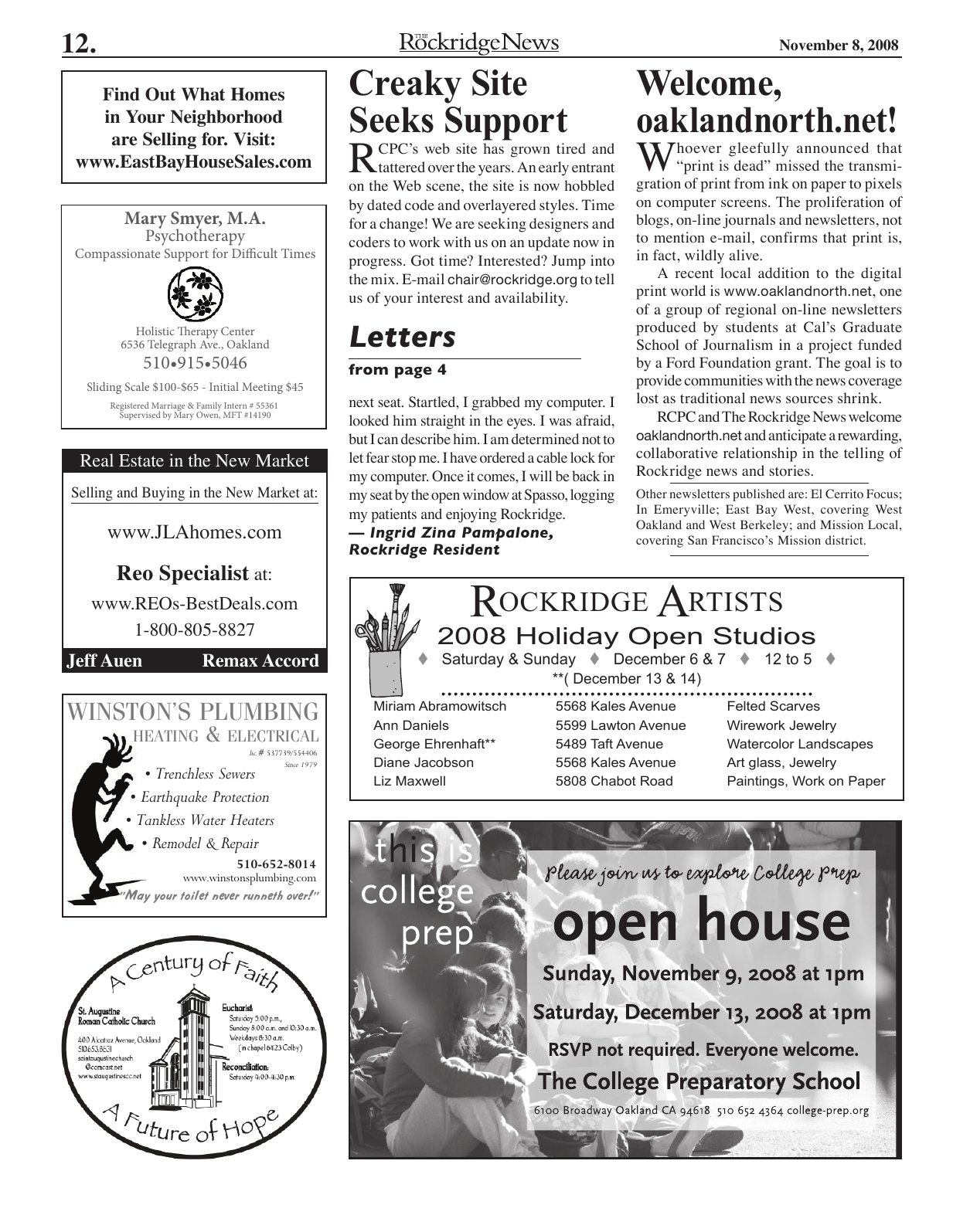 Click to zoom in The Rockridge News, November 2008, page 12