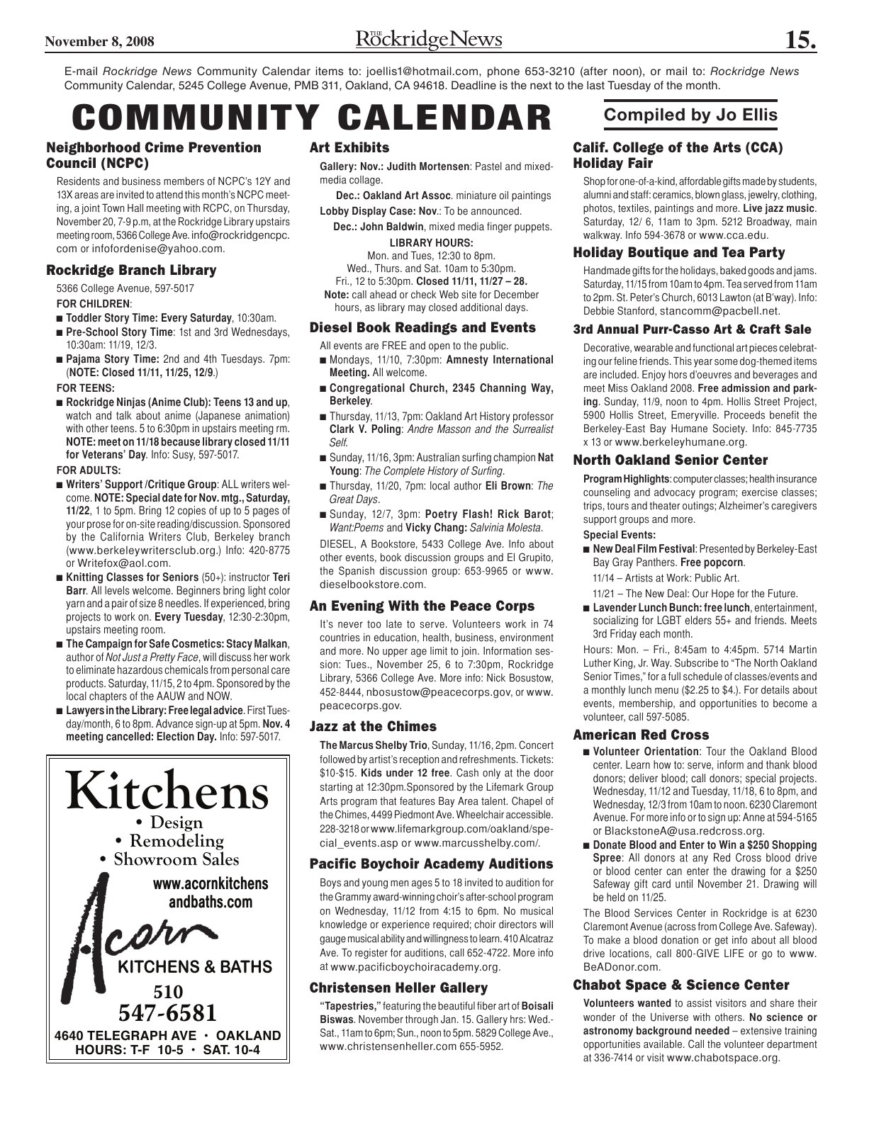 Click to zoom in The Rockridge News, November 2008, page 15