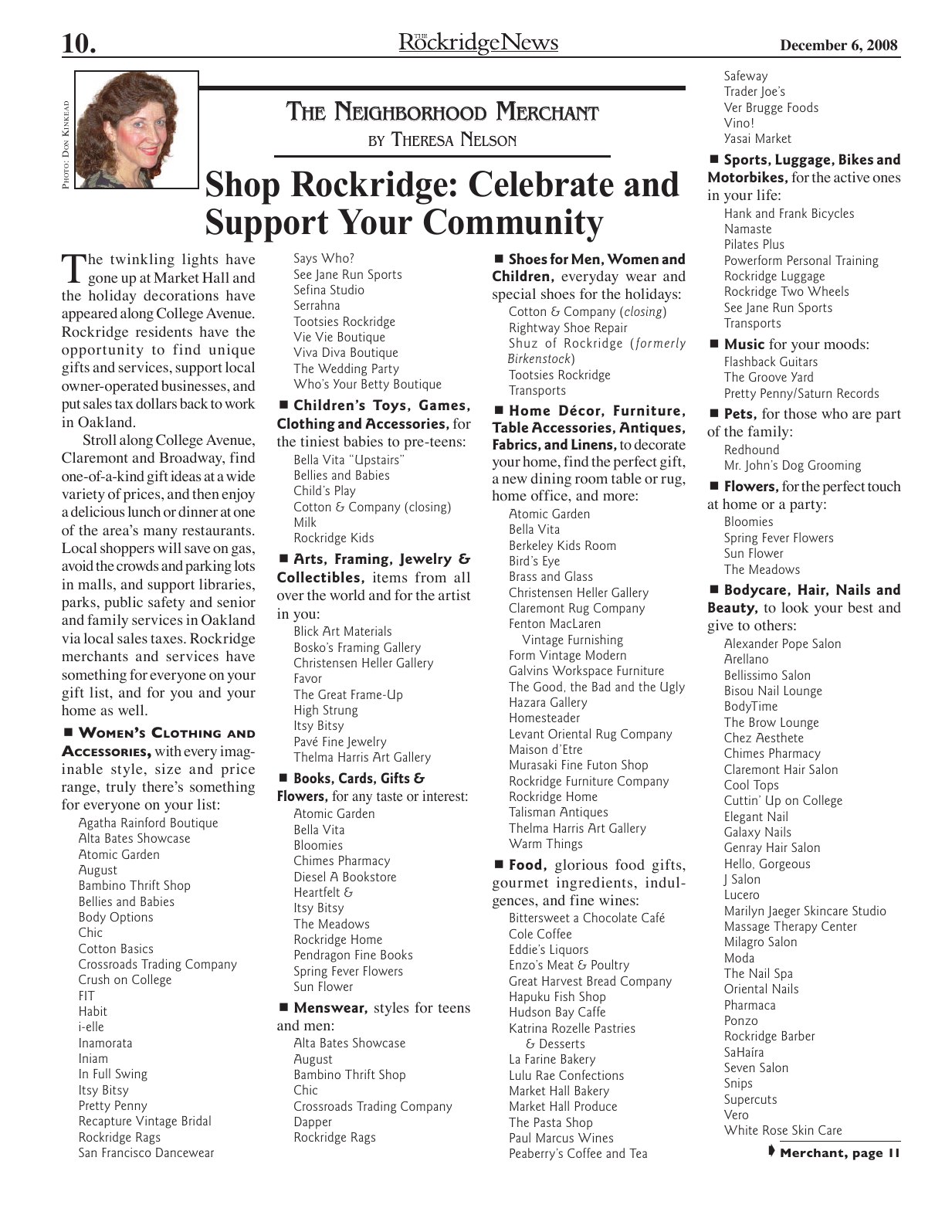 Click to zoom in The Rockridge News, December 2008, page 10