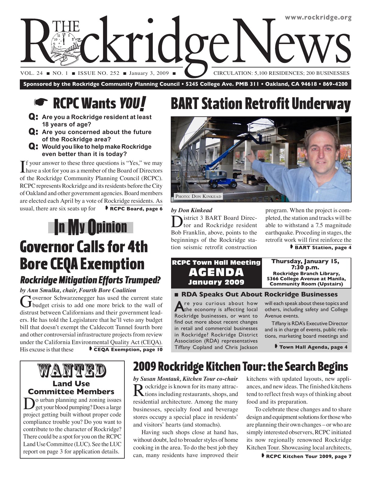 Click to zoom in The Rockridge News, January 2009, page 1
