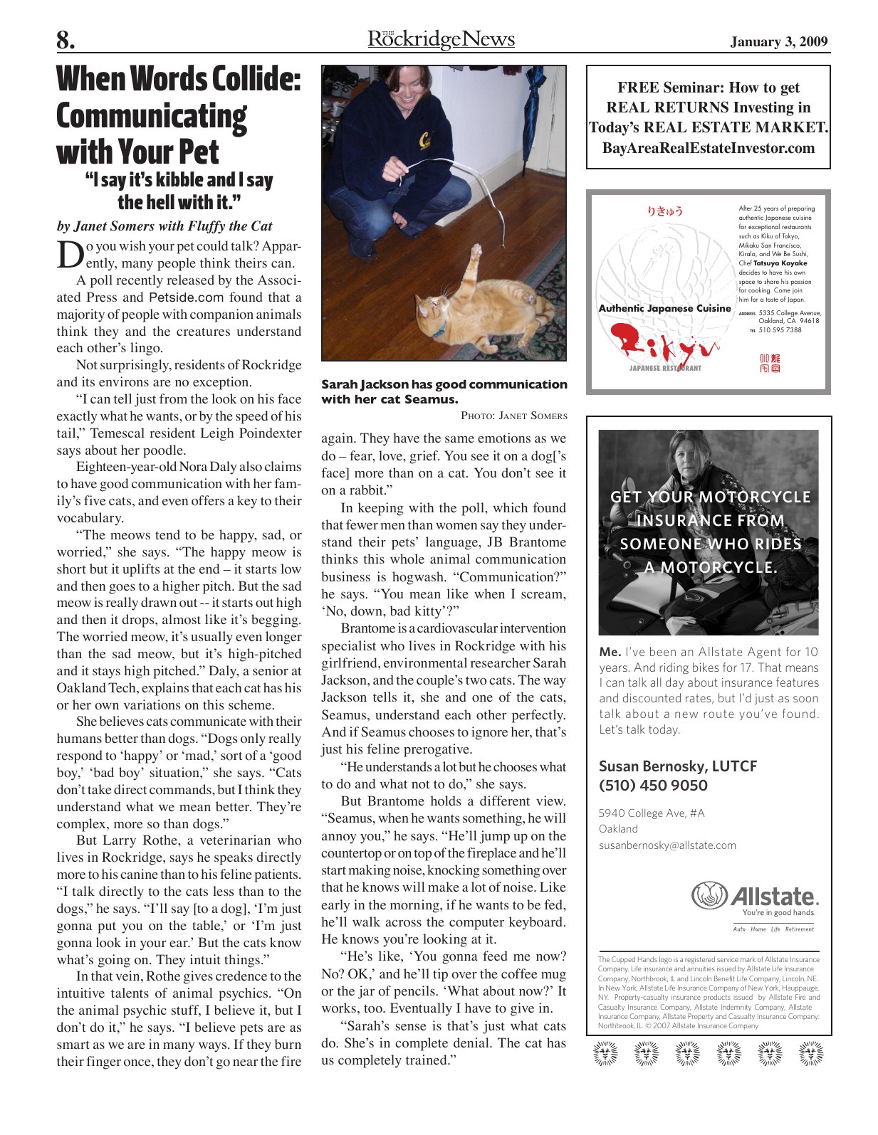 The Rockridge News, January 2009, page 8