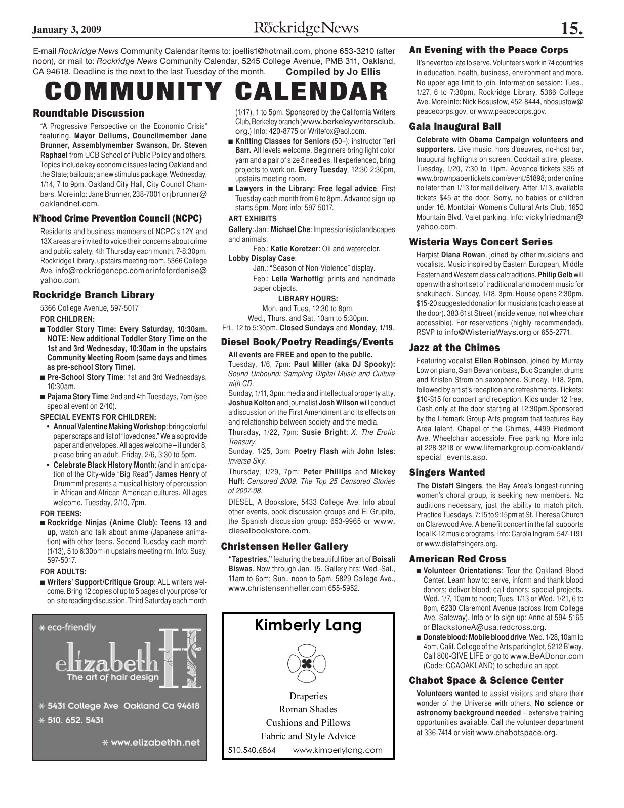 Click to zoom in The Rockridge News, January 2009, page 15