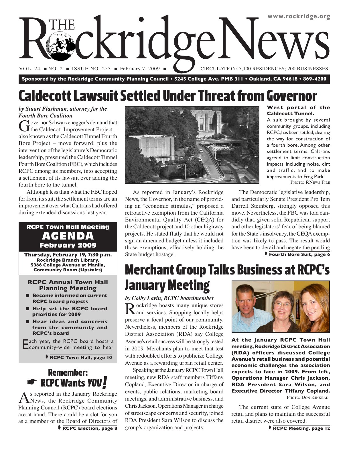 Click to zoom in The Rockridge News, February 2009, page 1