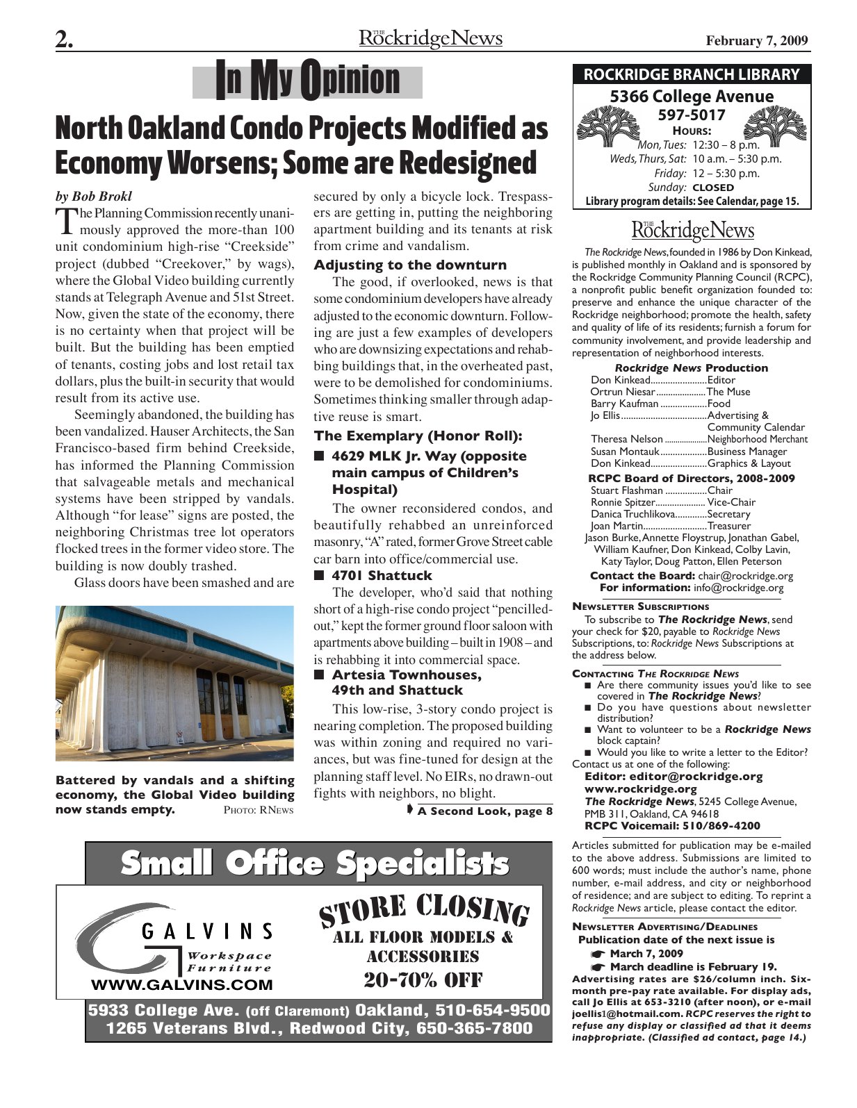 The Rockridge News, February 2009, page 2