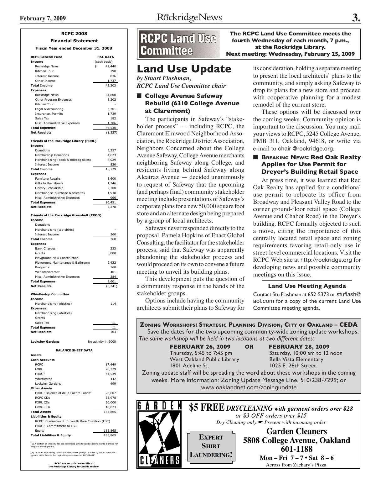 The Rockridge News, February 2009, page 3