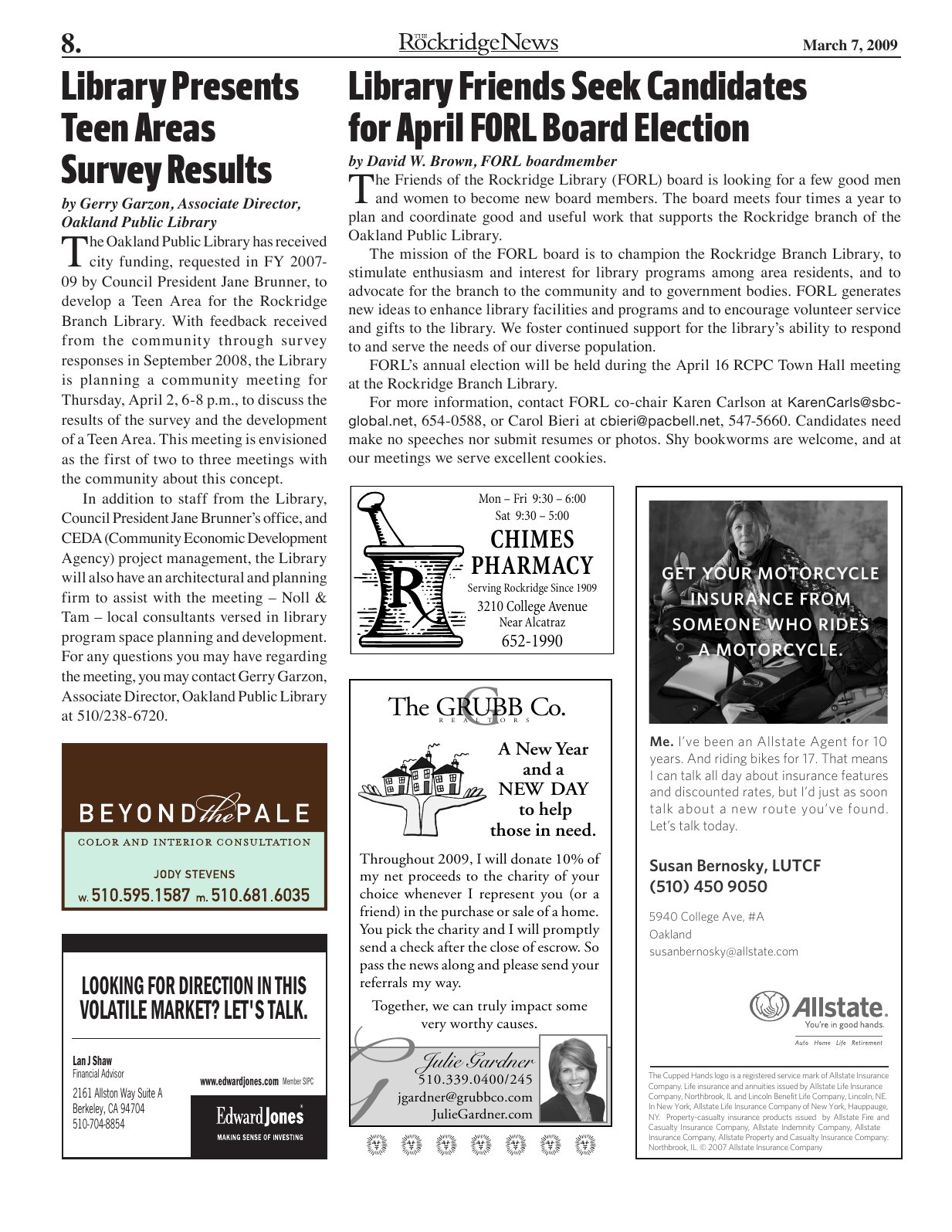 Click to zoom in The Rockridge News, March 2009, page 8