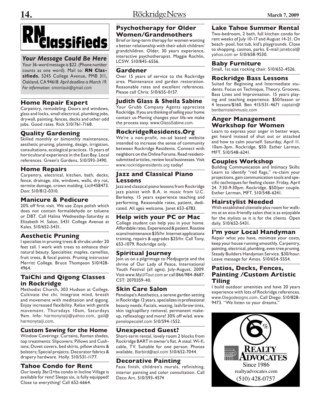 Click to zoom in The Rockridge News, March 2009, page 14