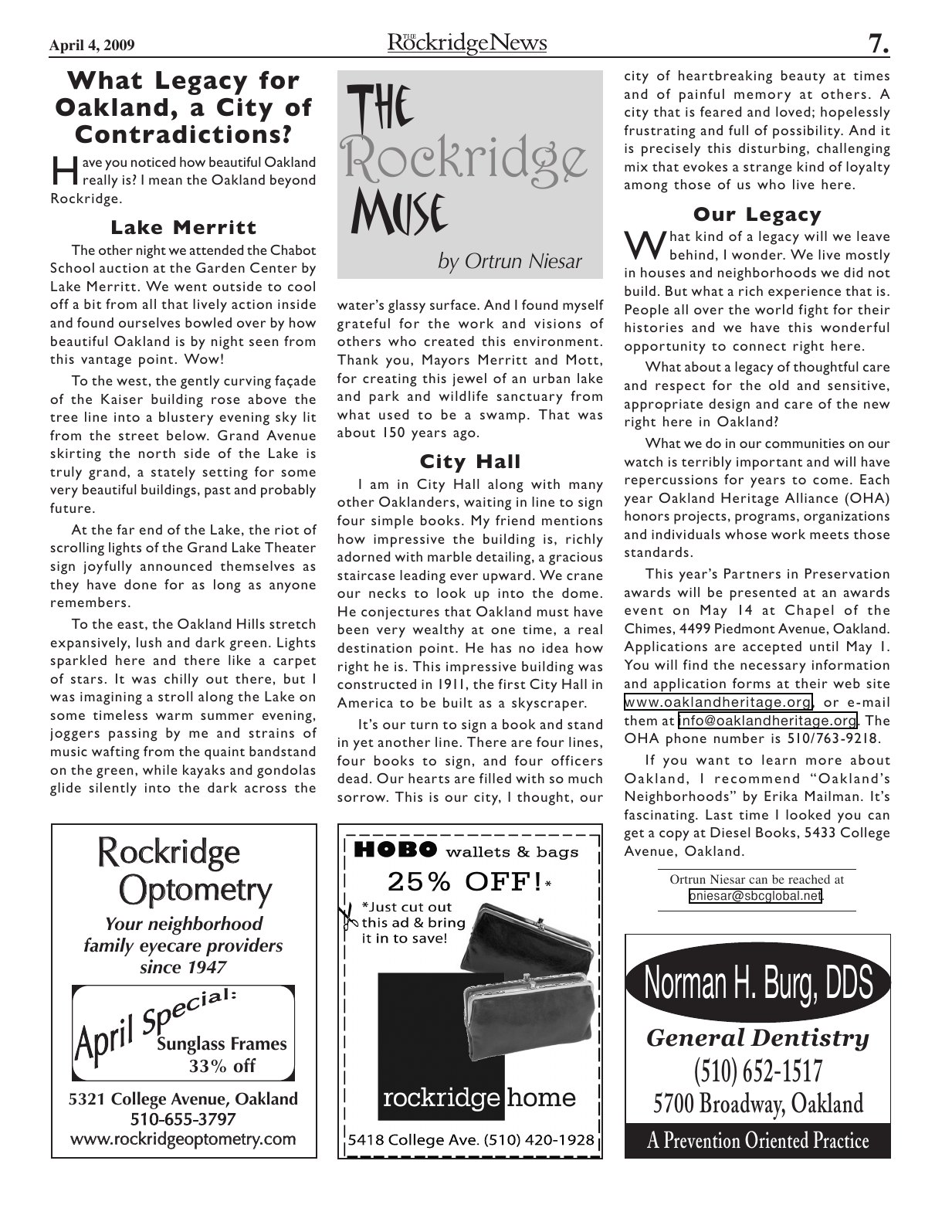 Click to zoom in The Rockridge News, April 2009, page 7