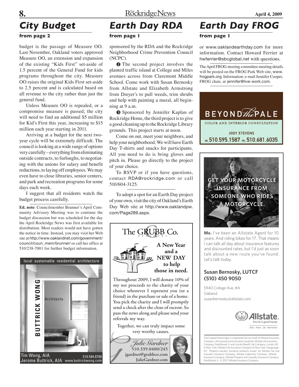 Click to zoom in The Rockridge News, April 2009, page 8
