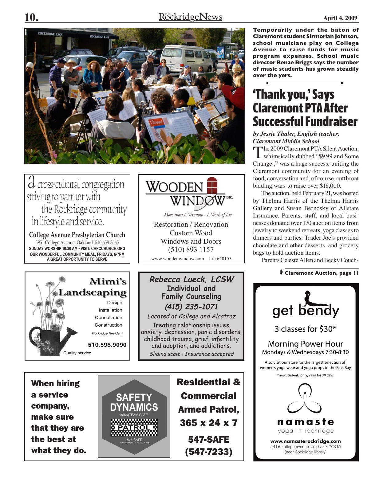 Click to zoom in The Rockridge News, April 2009, page 10