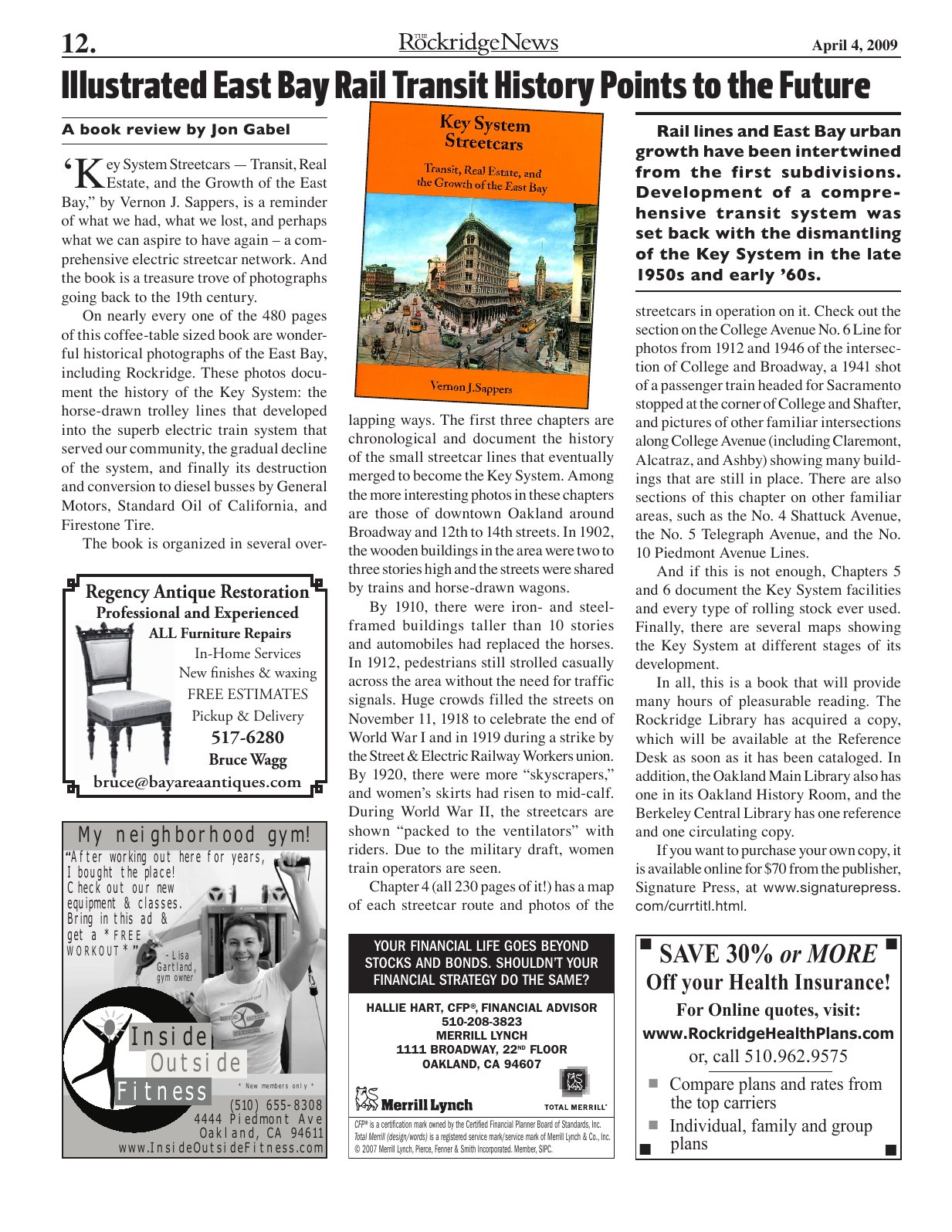 Click to zoom in The Rockridge News, April 2009, page 12
