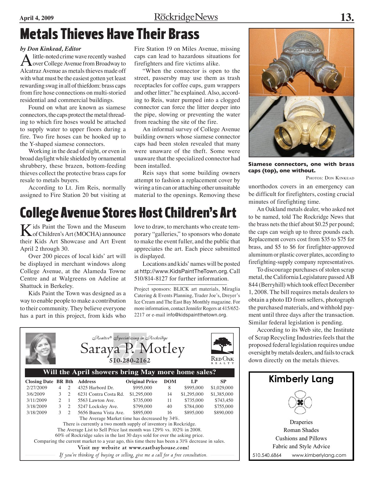 Click to zoom in The Rockridge News, April 2009, page 13