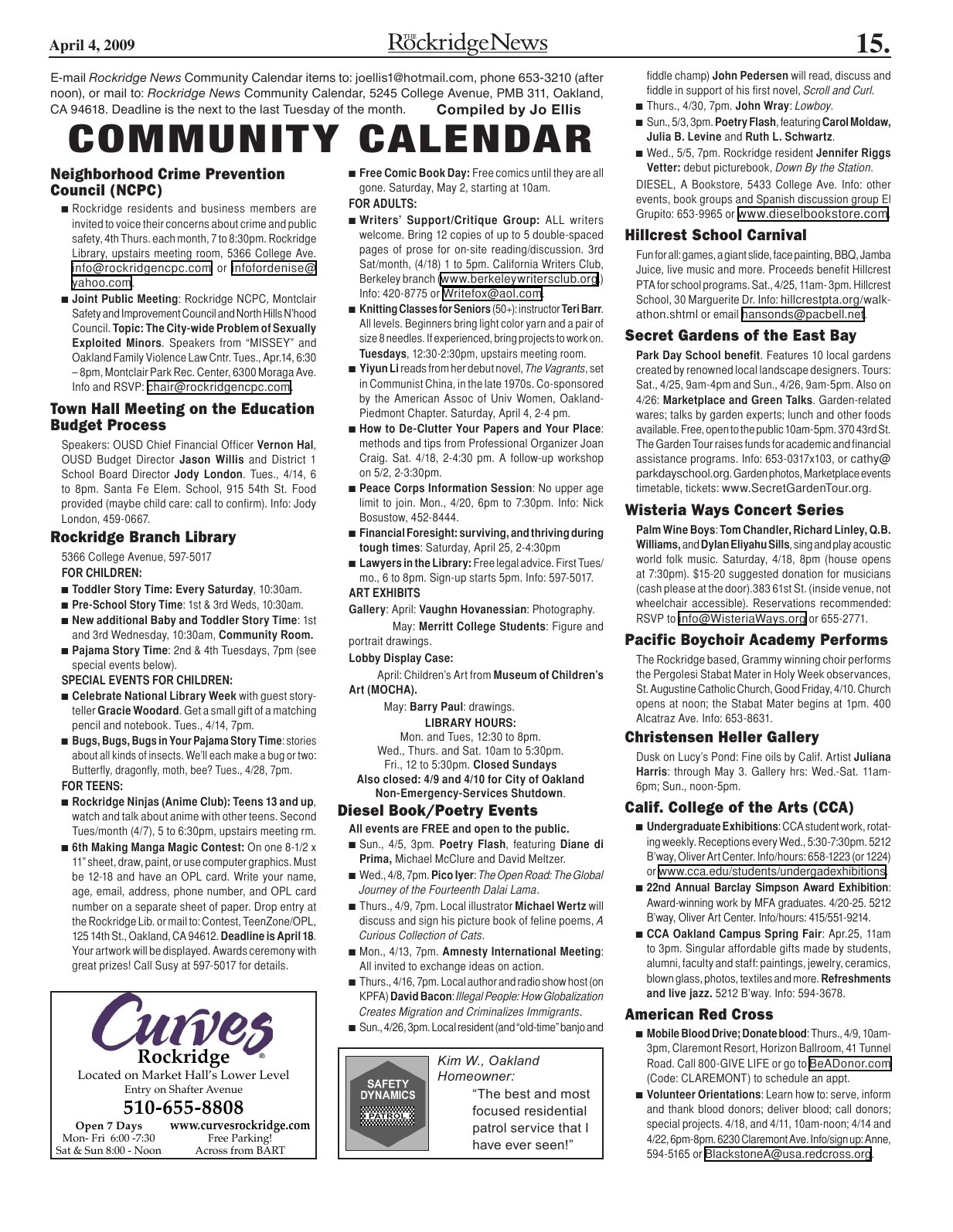 Click to zoom in The Rockridge News, April 2009, page 15