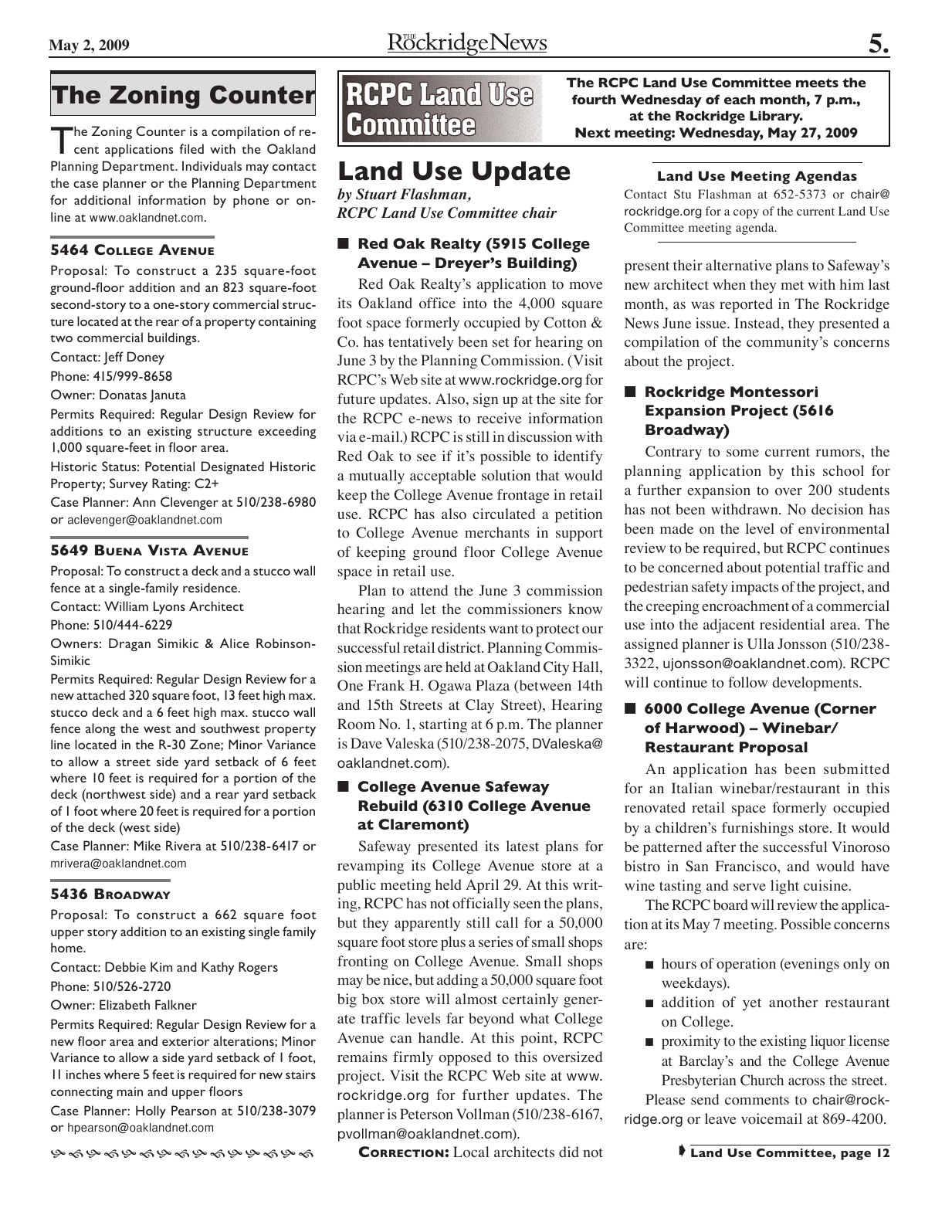 Click to zoom in The Rockridge News, May 2009, page 5
