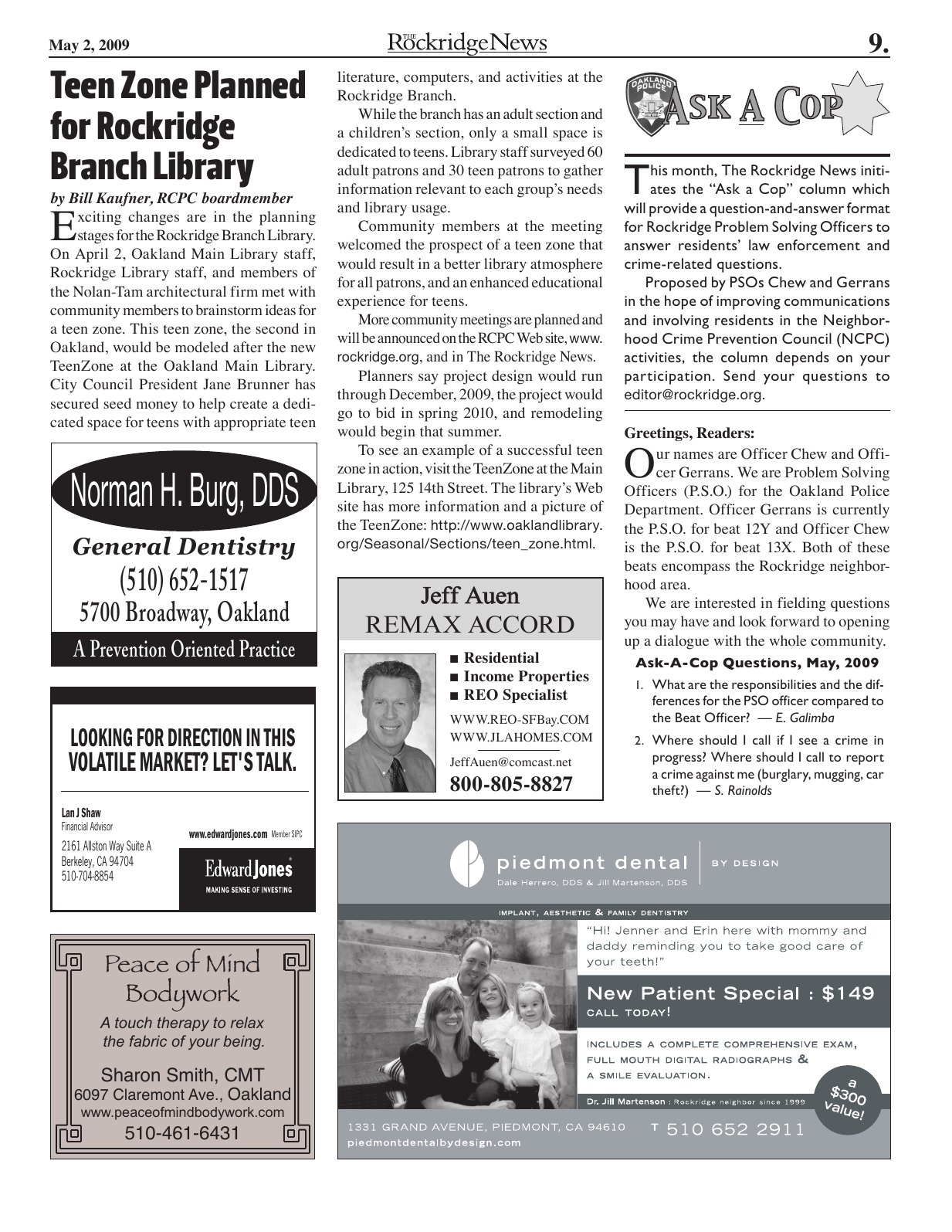 Click to zoom in The Rockridge News, May 2009, page 9