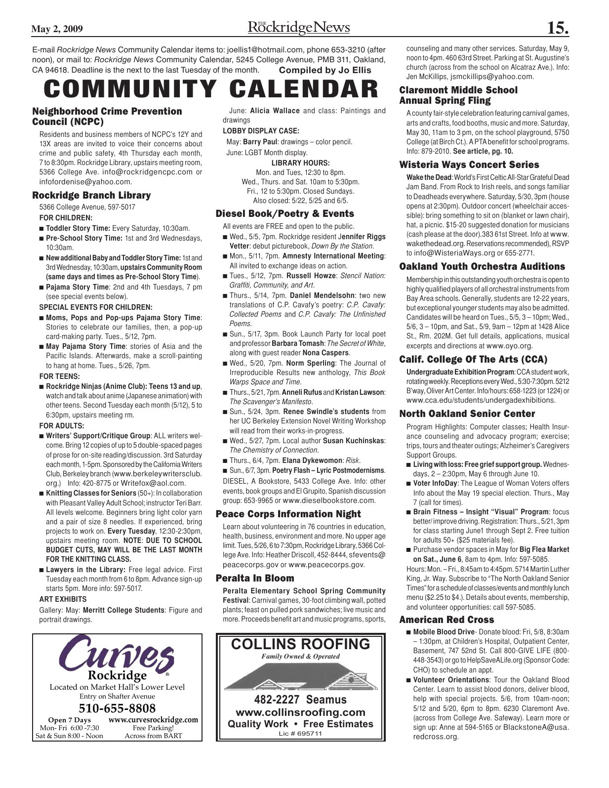Click to zoom in The Rockridge News, May 2009, page 15