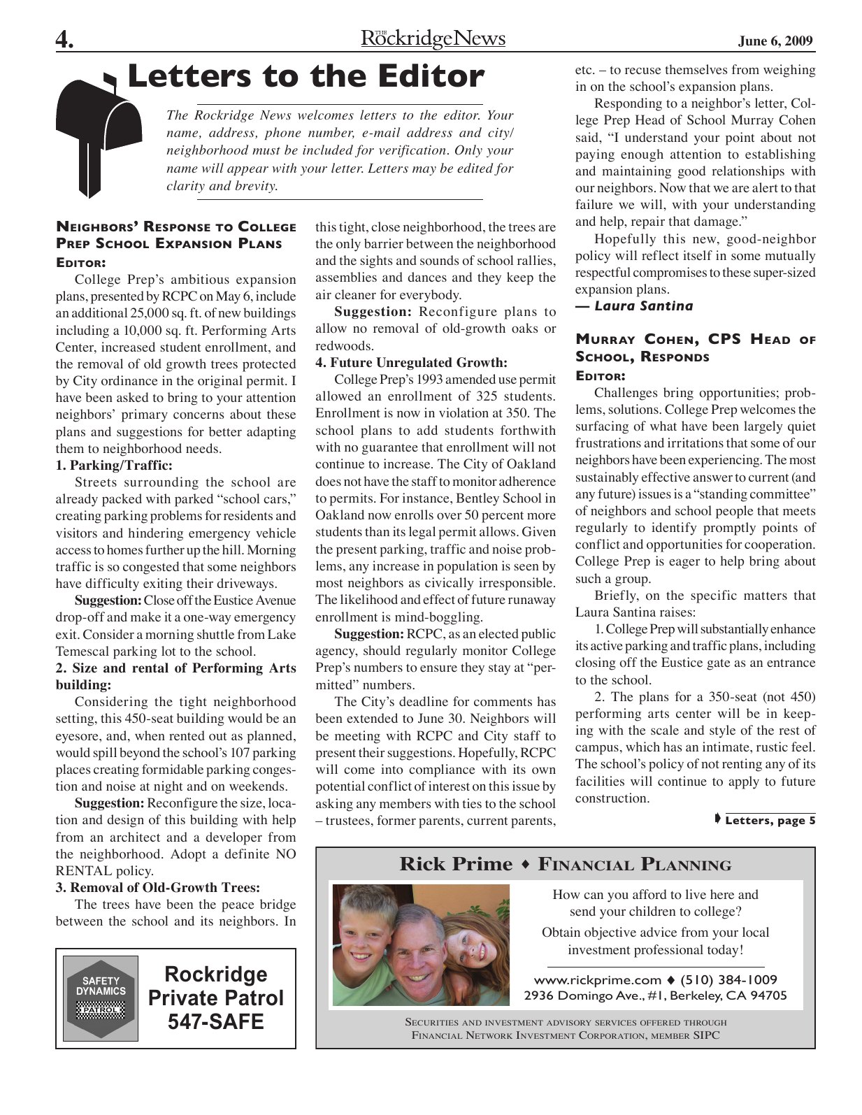 Click to zoom in The Rockridge News, June 2009, page 4