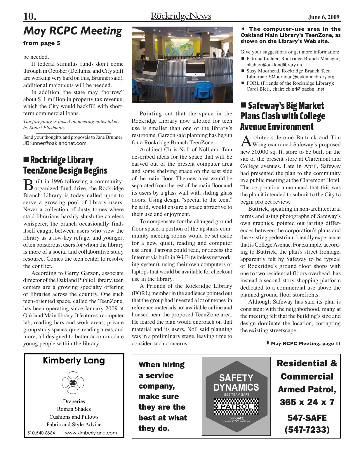 Click to zoom in The Rockridge News, June 2009, page 10