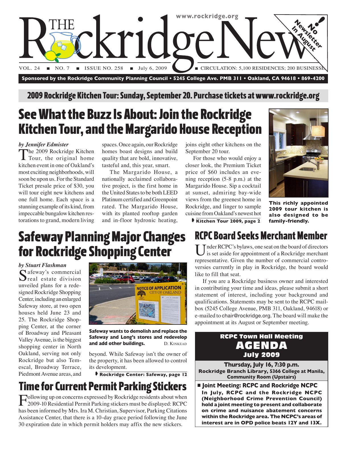 Click to zoom in The Rockridge News, July 2009, page 1
