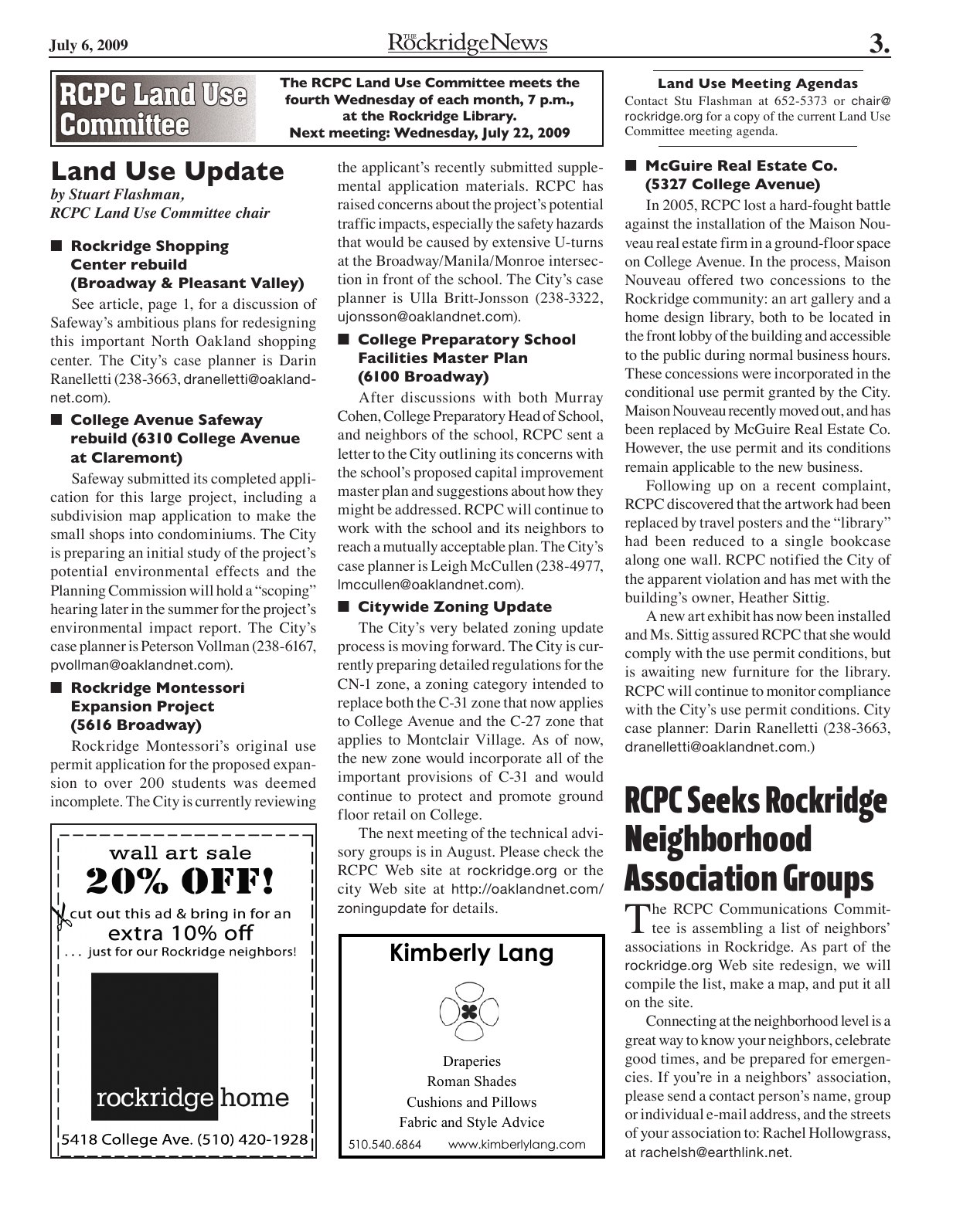 Click to zoom in The Rockridge News, July 2009, page 3
