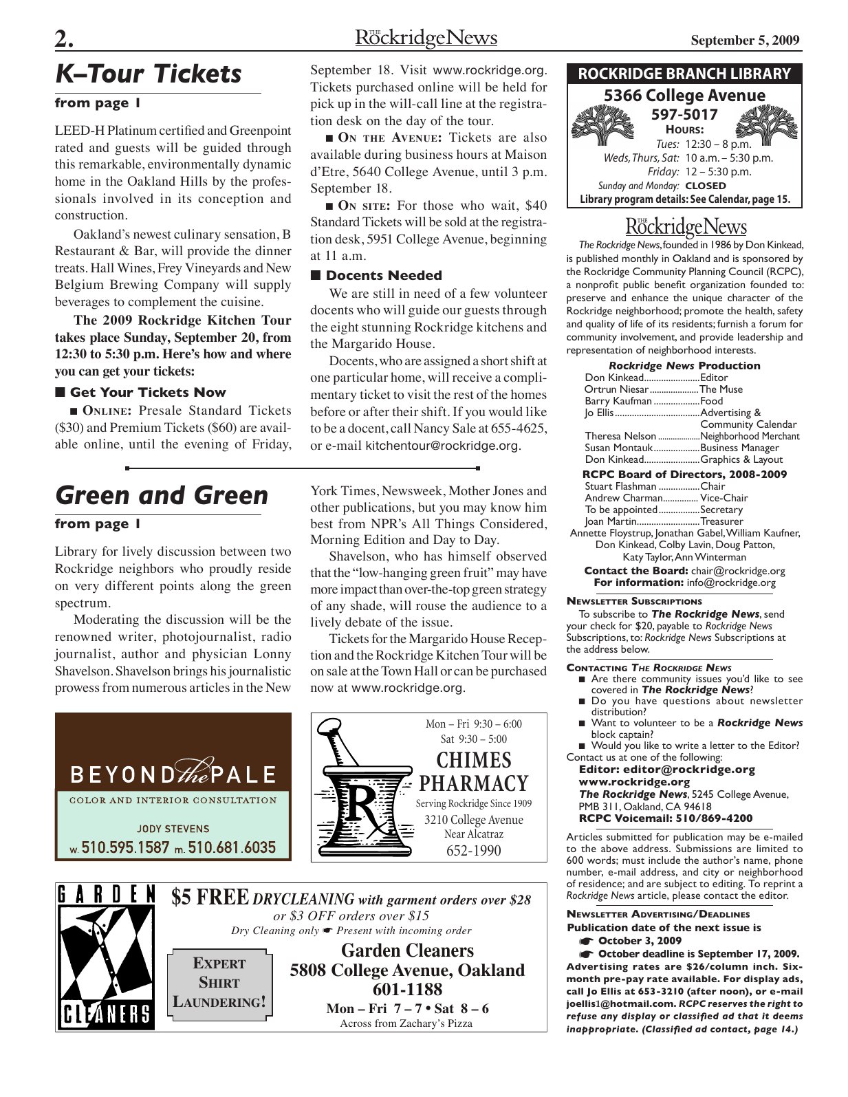 The Rockridge News, September 2009, page 2