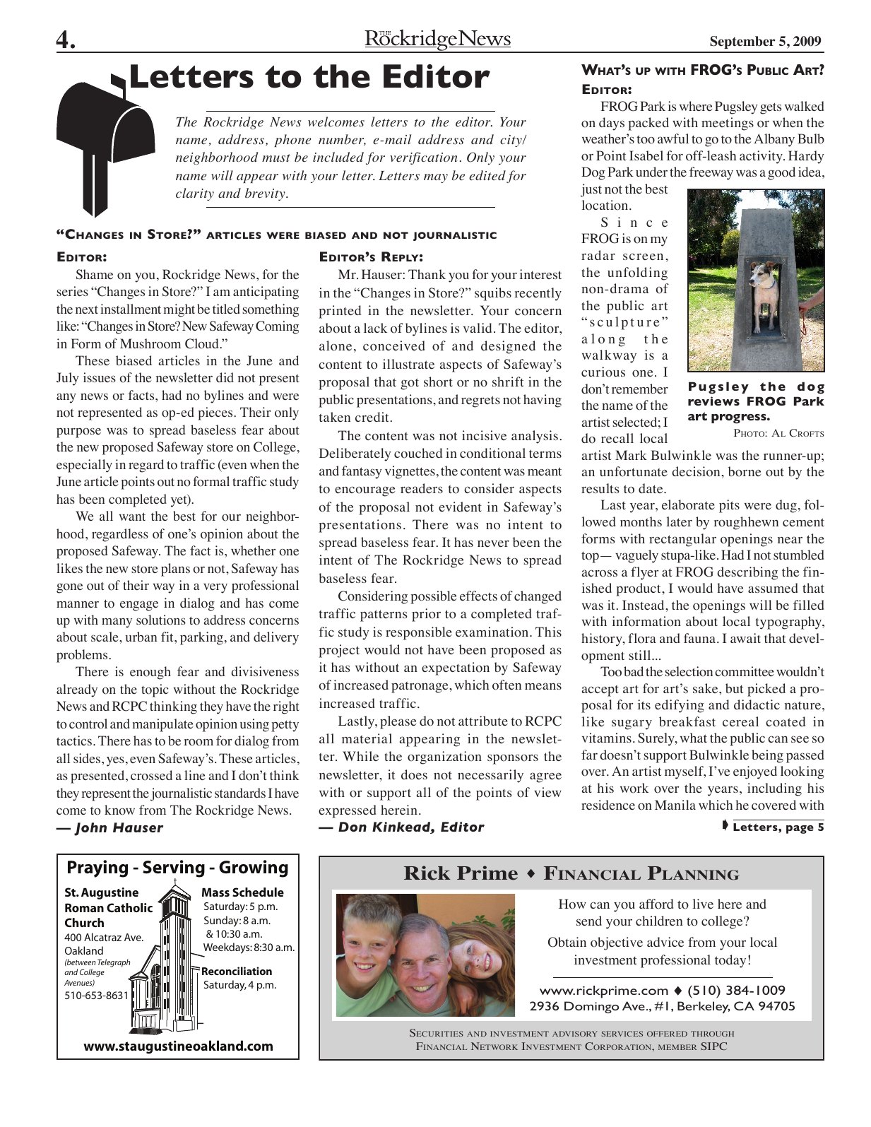 Click to zoom in The Rockridge News, September 2009, page 4
