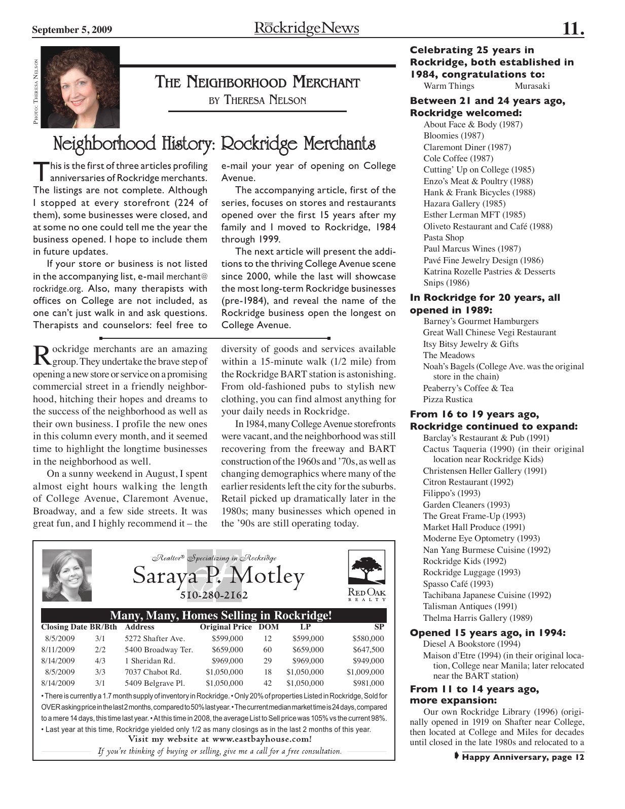 Click to zoom in The Rockridge News, September 2009, page 11
