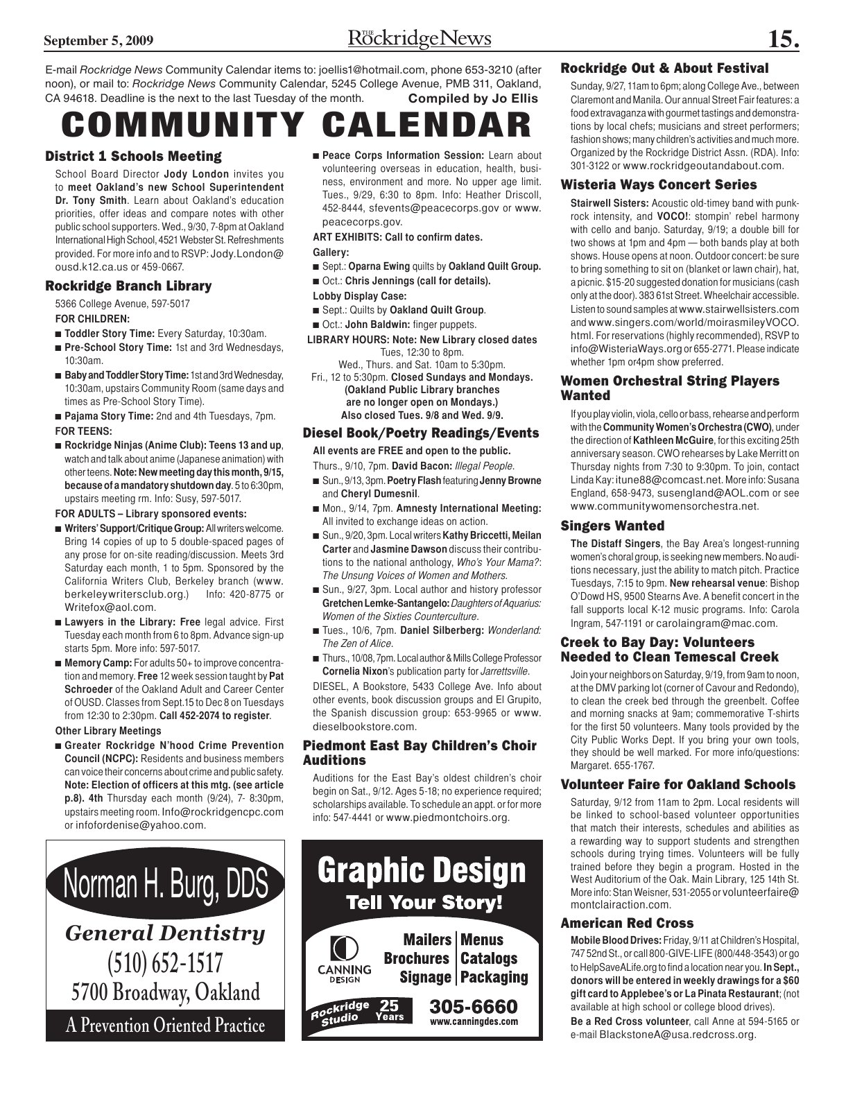 Click to zoom in The Rockridge News, September 2009, page 15
