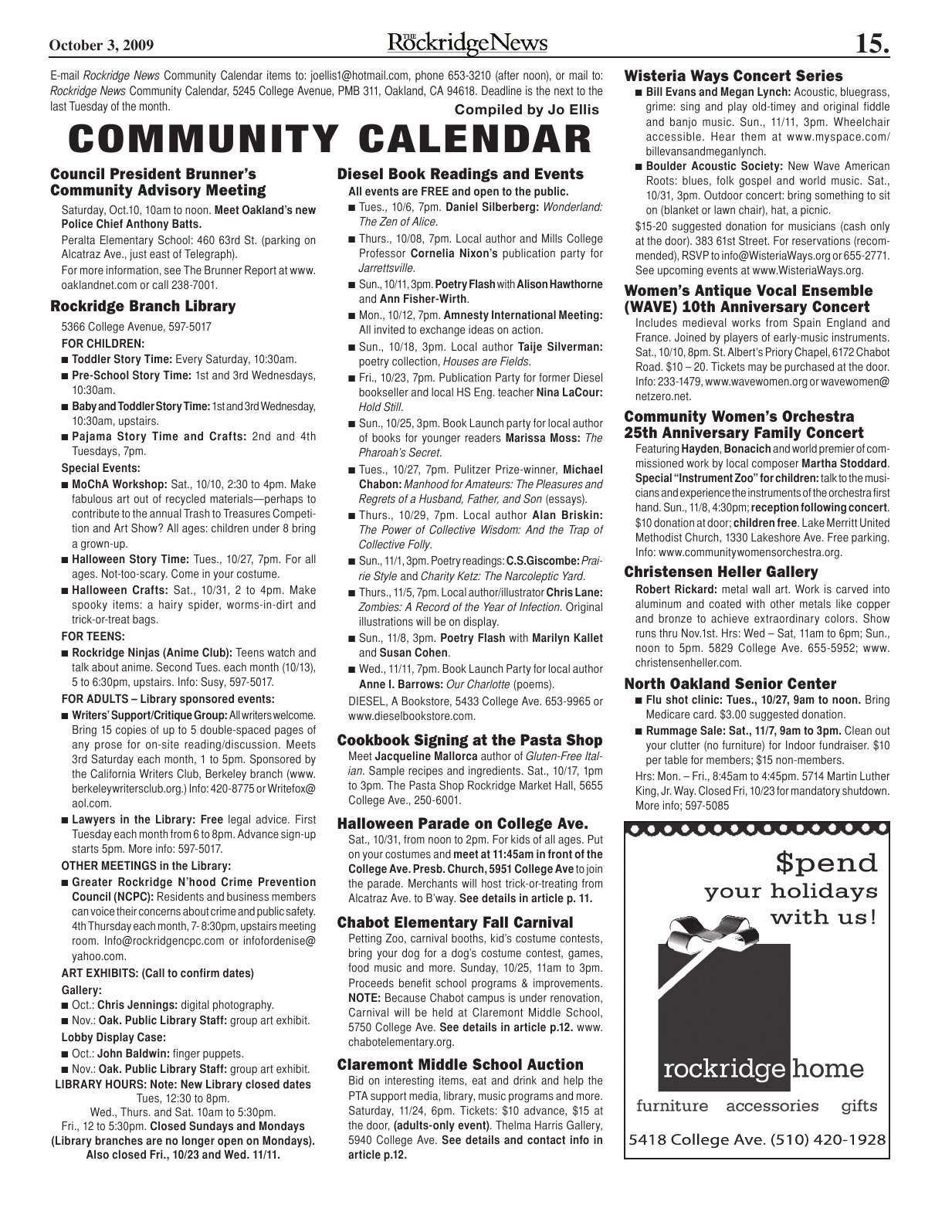 Click to zoom in The Rockridge News, October 2009, page 15