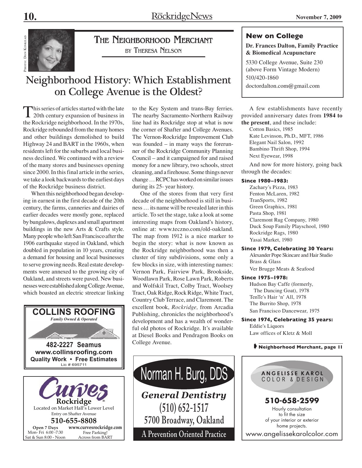 Click to zoom in The Rockridge News, November 2009, page 10