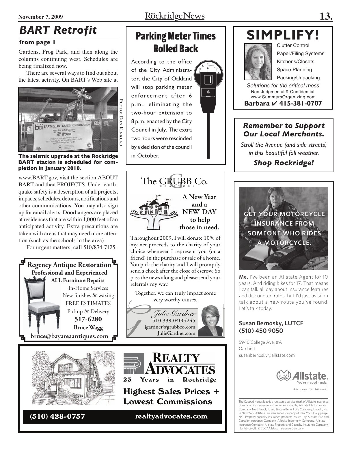 Click to zoom in The Rockridge News, November 2009, page 13