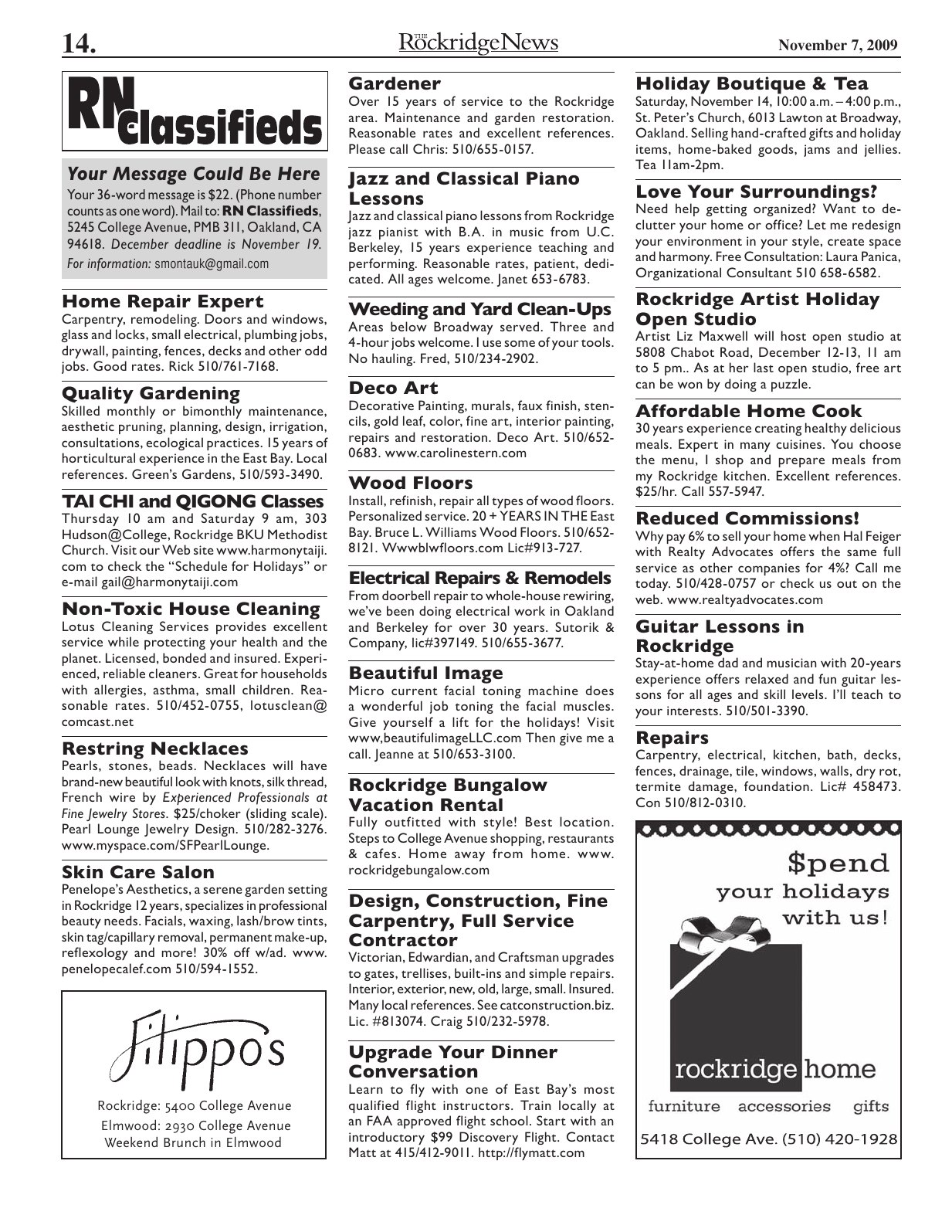 Click to zoom in The Rockridge News, November 2009, page 14