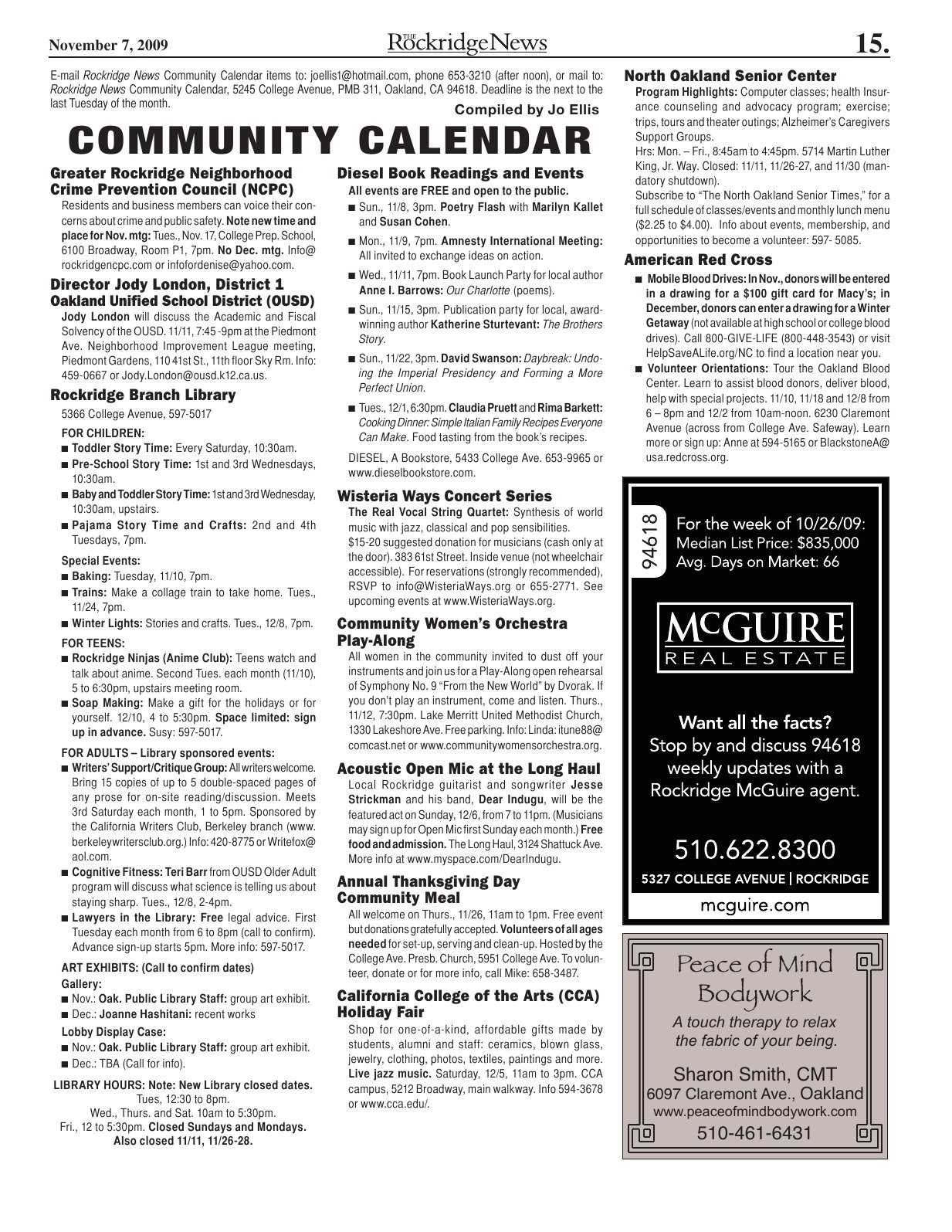 Click to zoom in The Rockridge News, November 2009, page 15