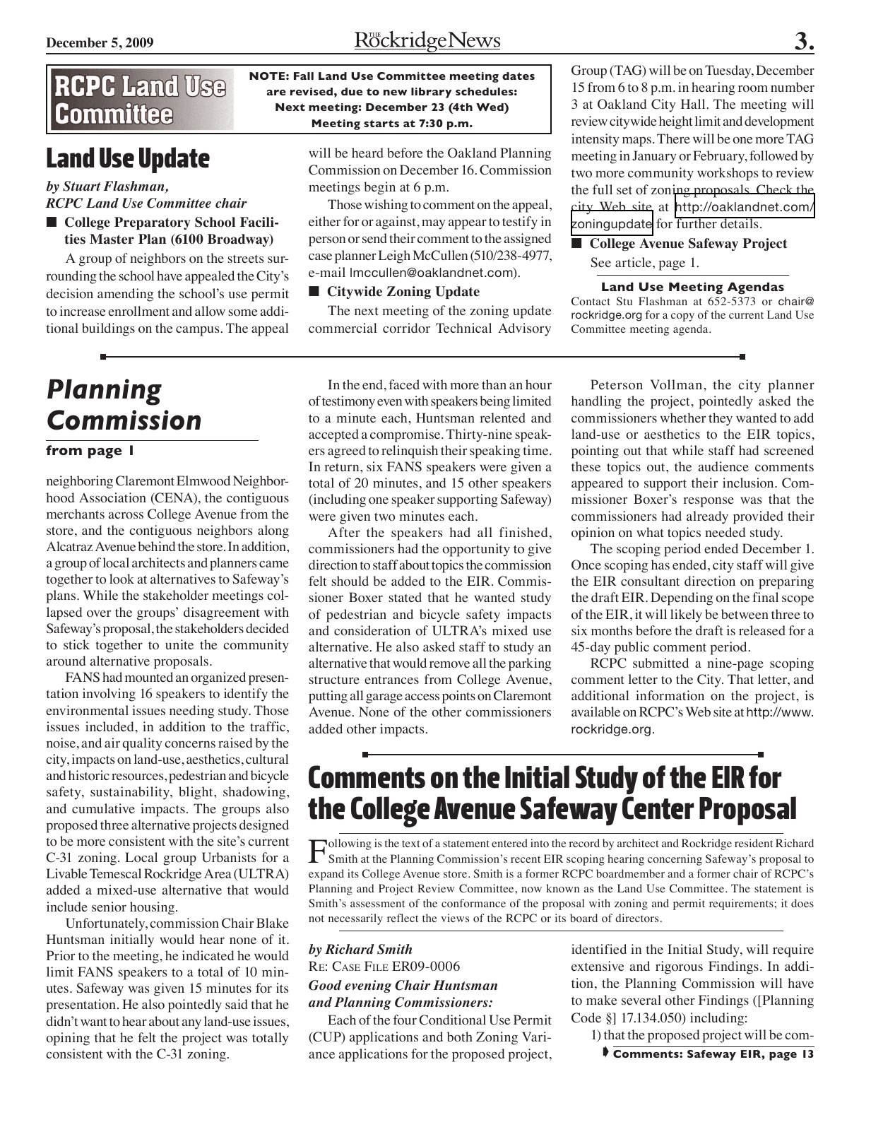 Click to zoom in The Rockridge News, December 2009, page 3