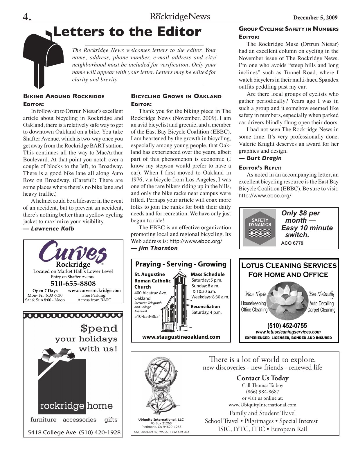 Click to zoom in The Rockridge News, December 2009, page 4