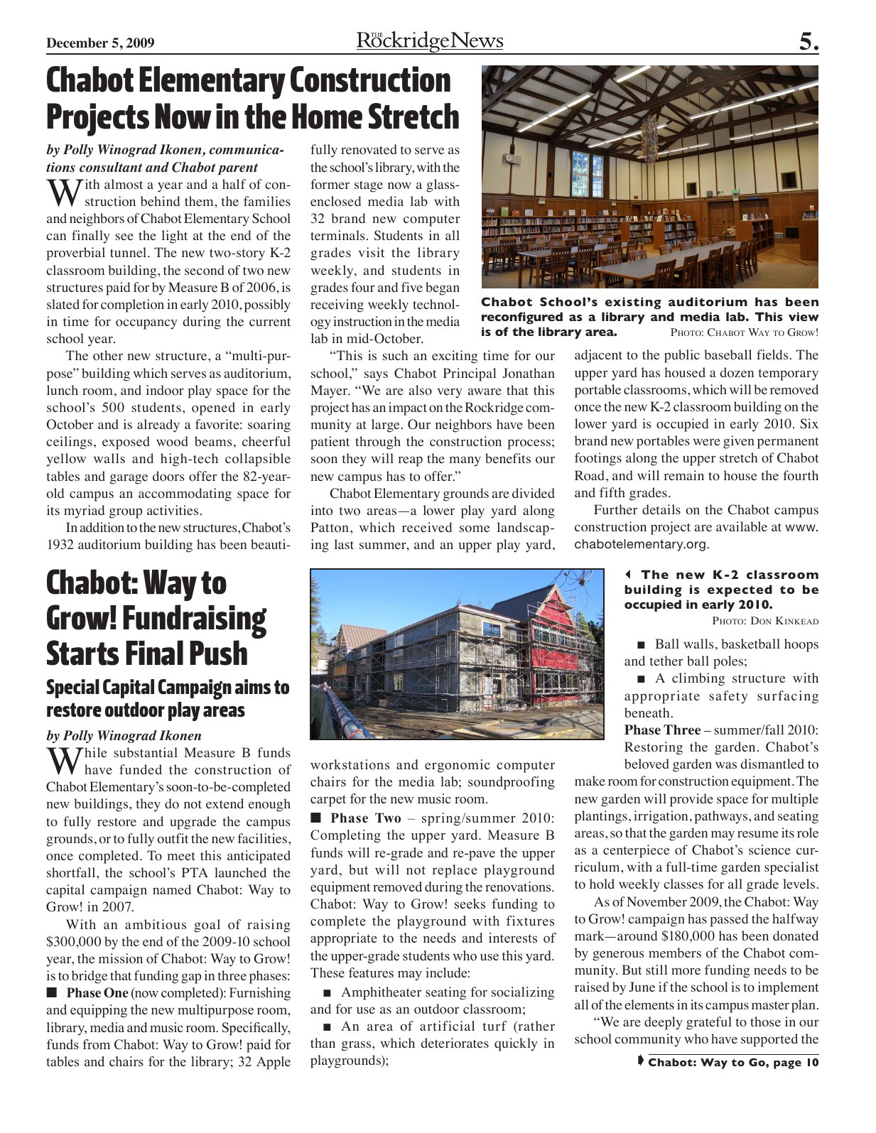 Click to zoom in The Rockridge News, December 2009, page 5