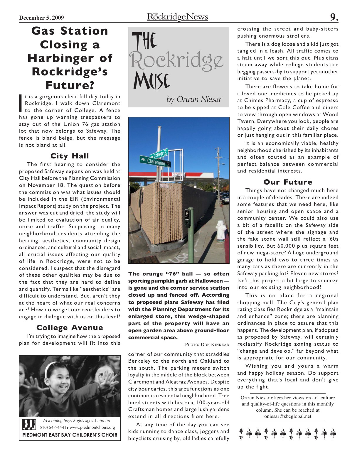 Click to zoom in The Rockridge News, December 2009, page 9