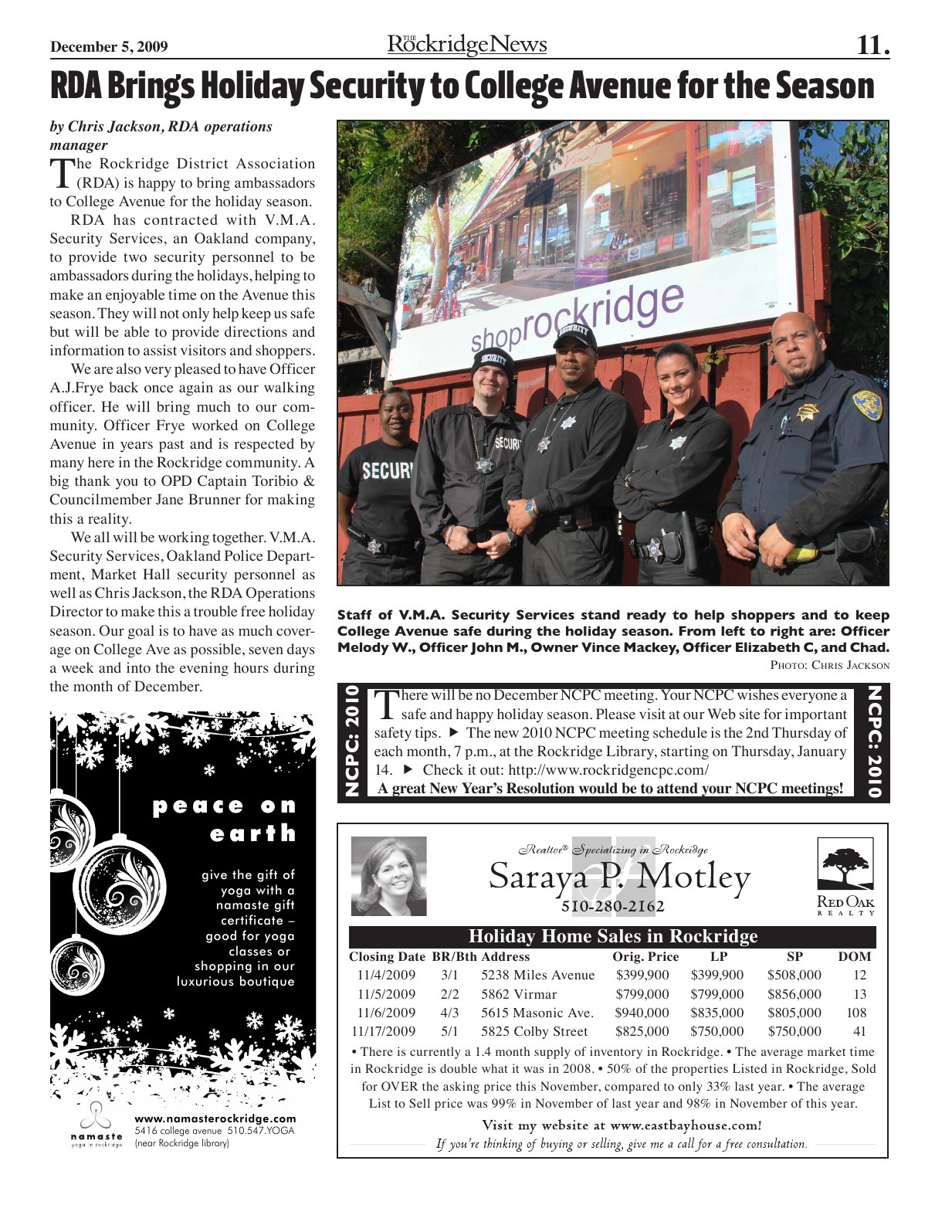 The Rockridge News, December 2009, page 11