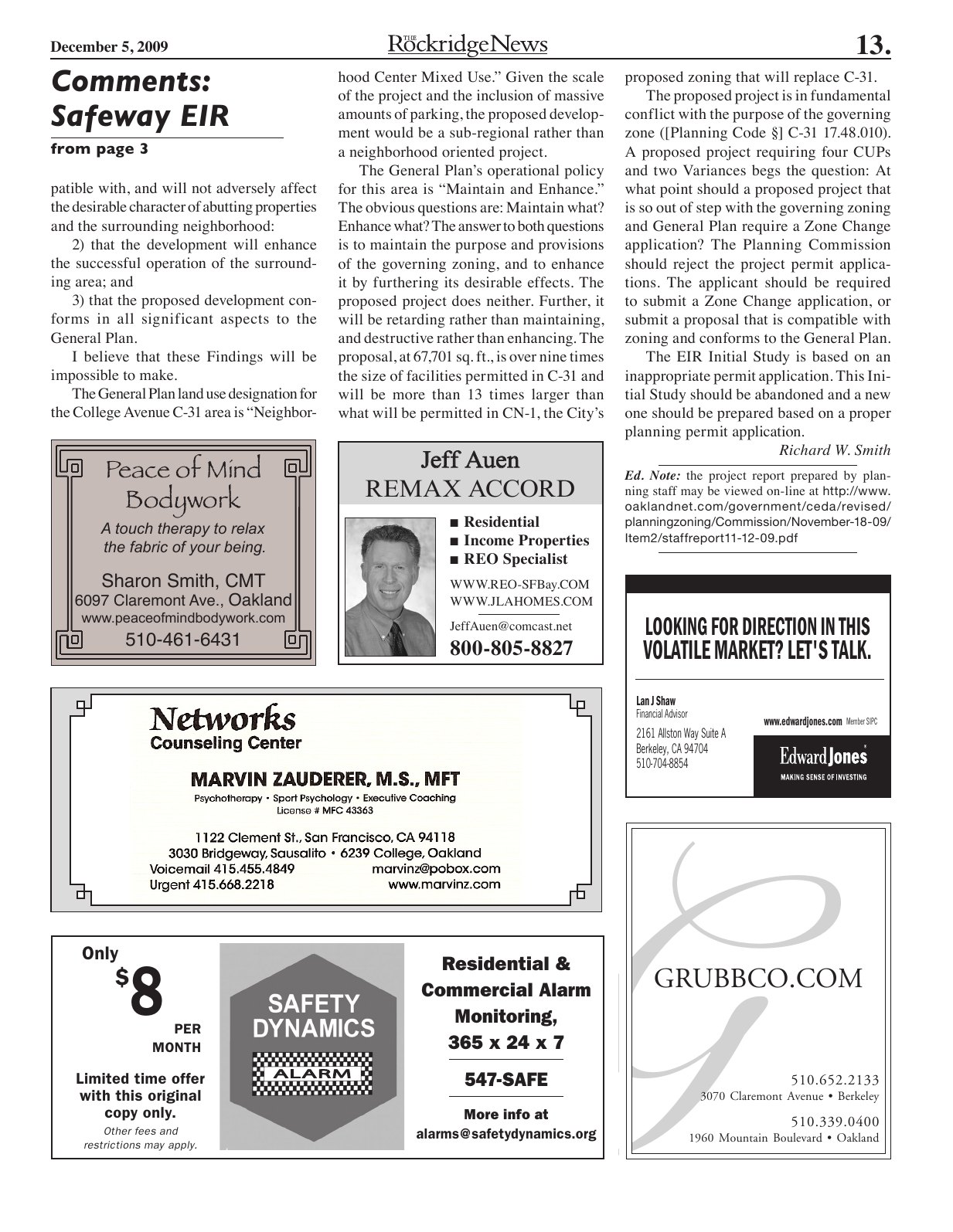 Click to zoom in The Rockridge News, December 2009, page 13