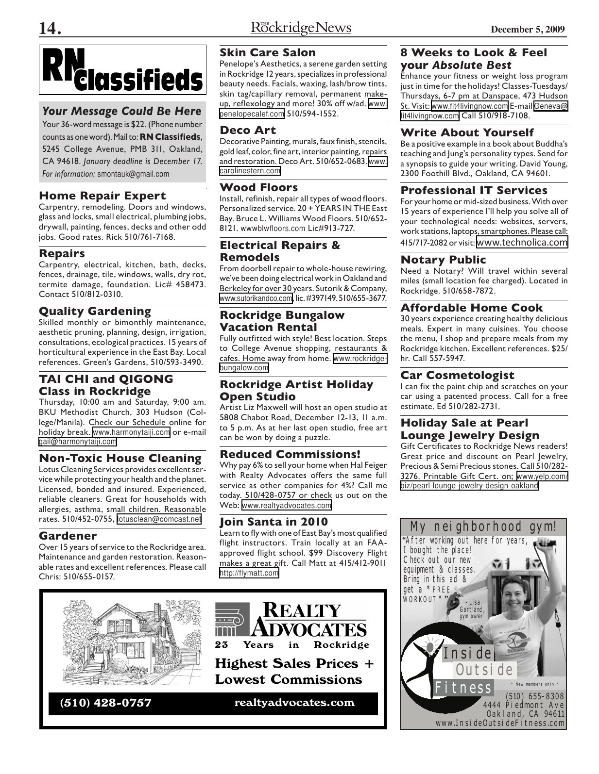 Click to zoom in The Rockridge News, December 2009, page 14