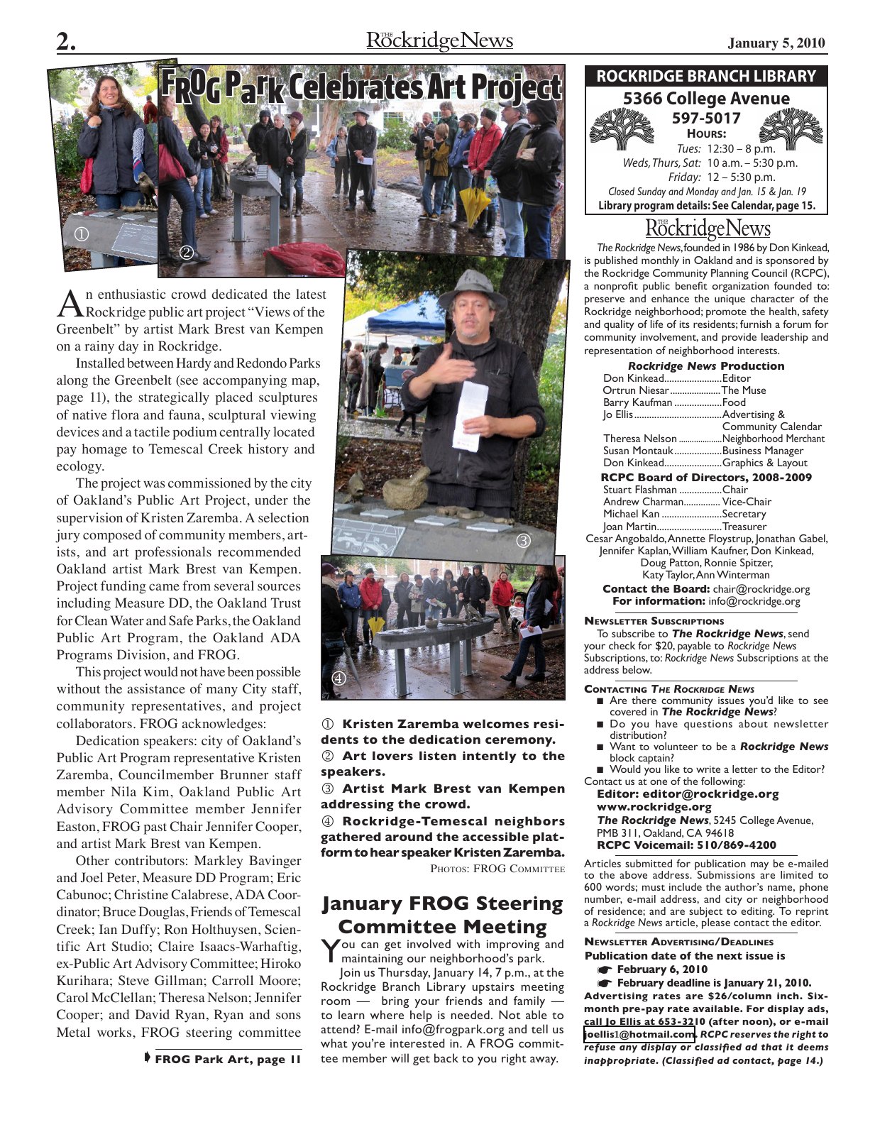Click to zoom in The Rockridge News, January 2010, page 2