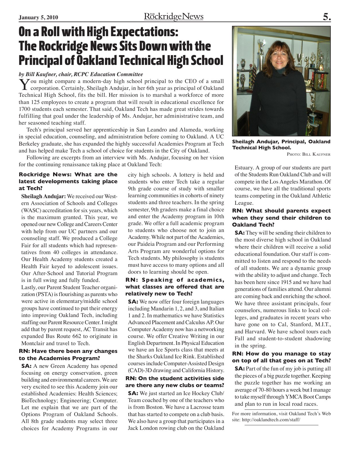 Click to zoom in The Rockridge News, January 2010, page 5