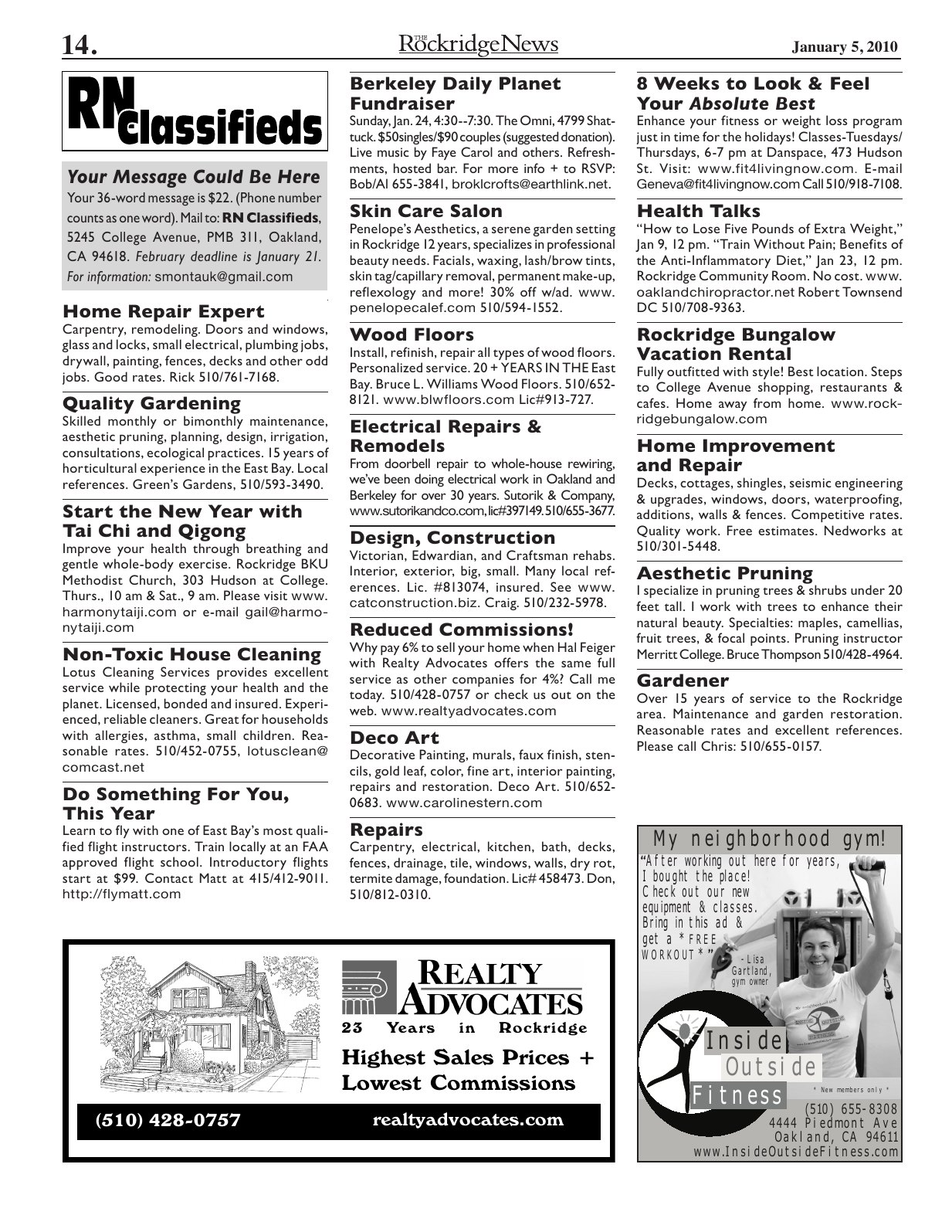 Click to zoom in The Rockridge News, January 2010, page 14